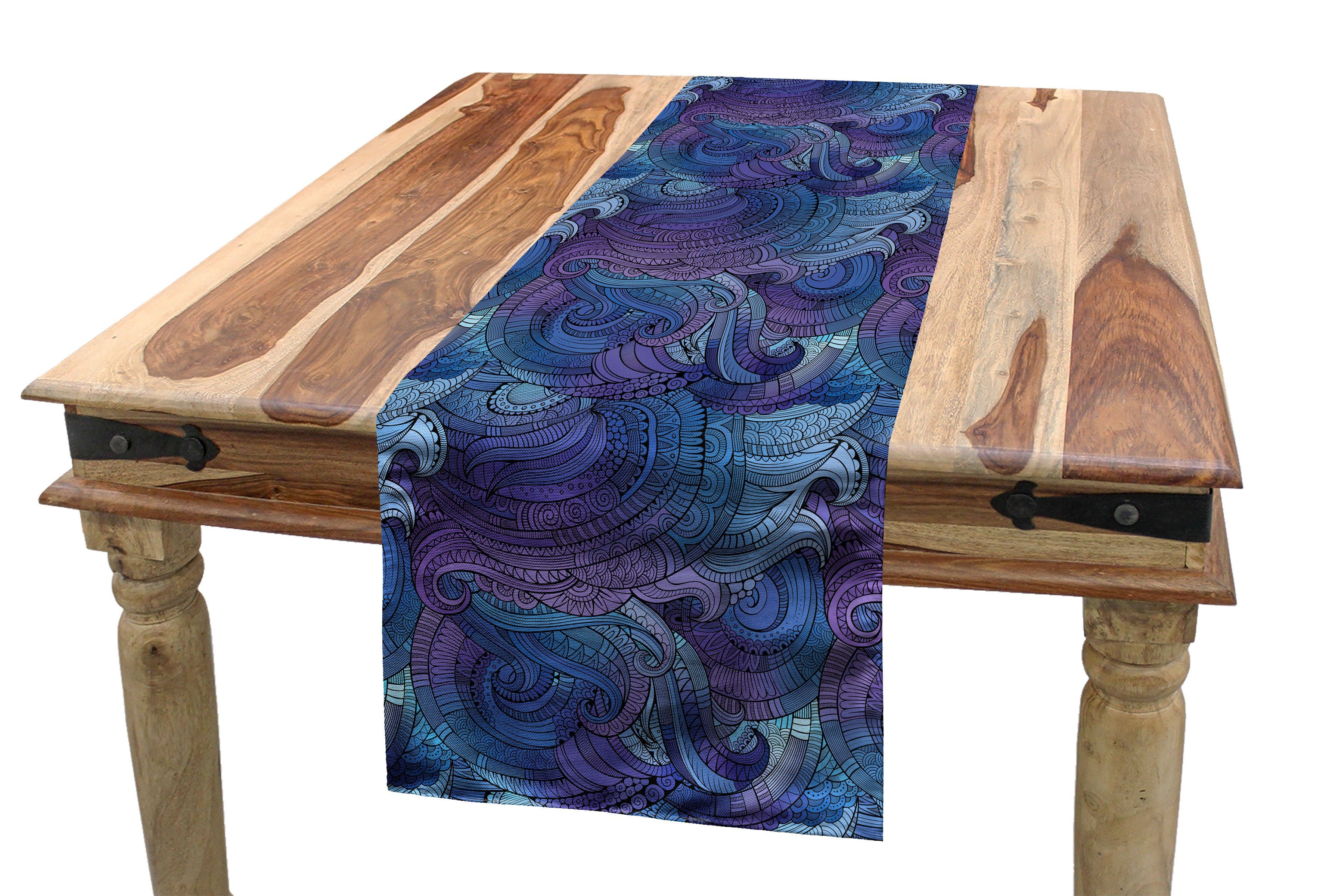 Abakuhaus Paisley Küche inspiriert Abstrakt Ozean Rechteckiger Esszimmer Tischläufer Tischläufer, Dekorativer