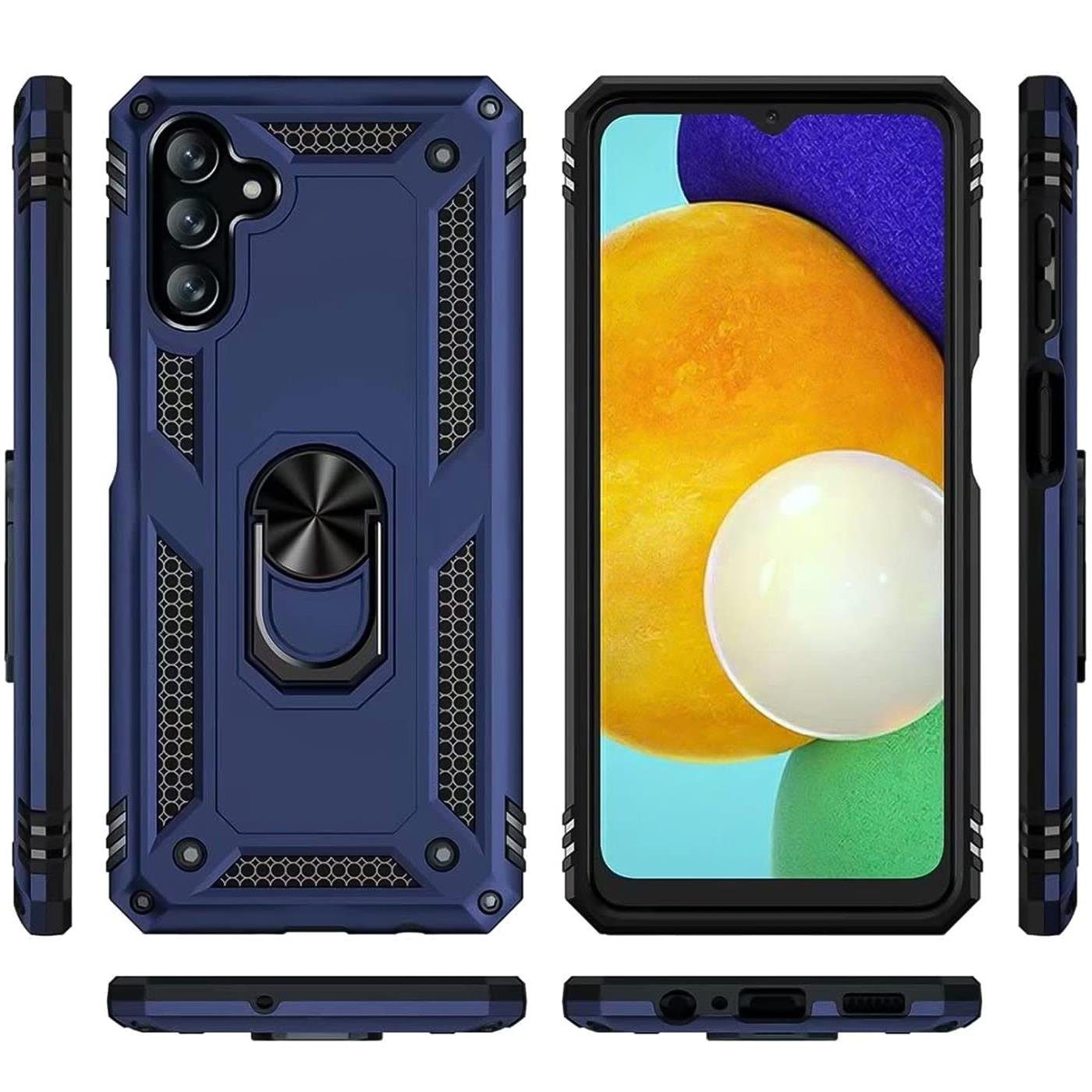 CoolGadget Handyhülle Blau als 2in1 Schutz Cover Set für das Samsung Galaxy A04s 6,5 Zoll, 2x Glas Display Schutz Folie + 1x TPU Case Hülle für Galaxy A04s