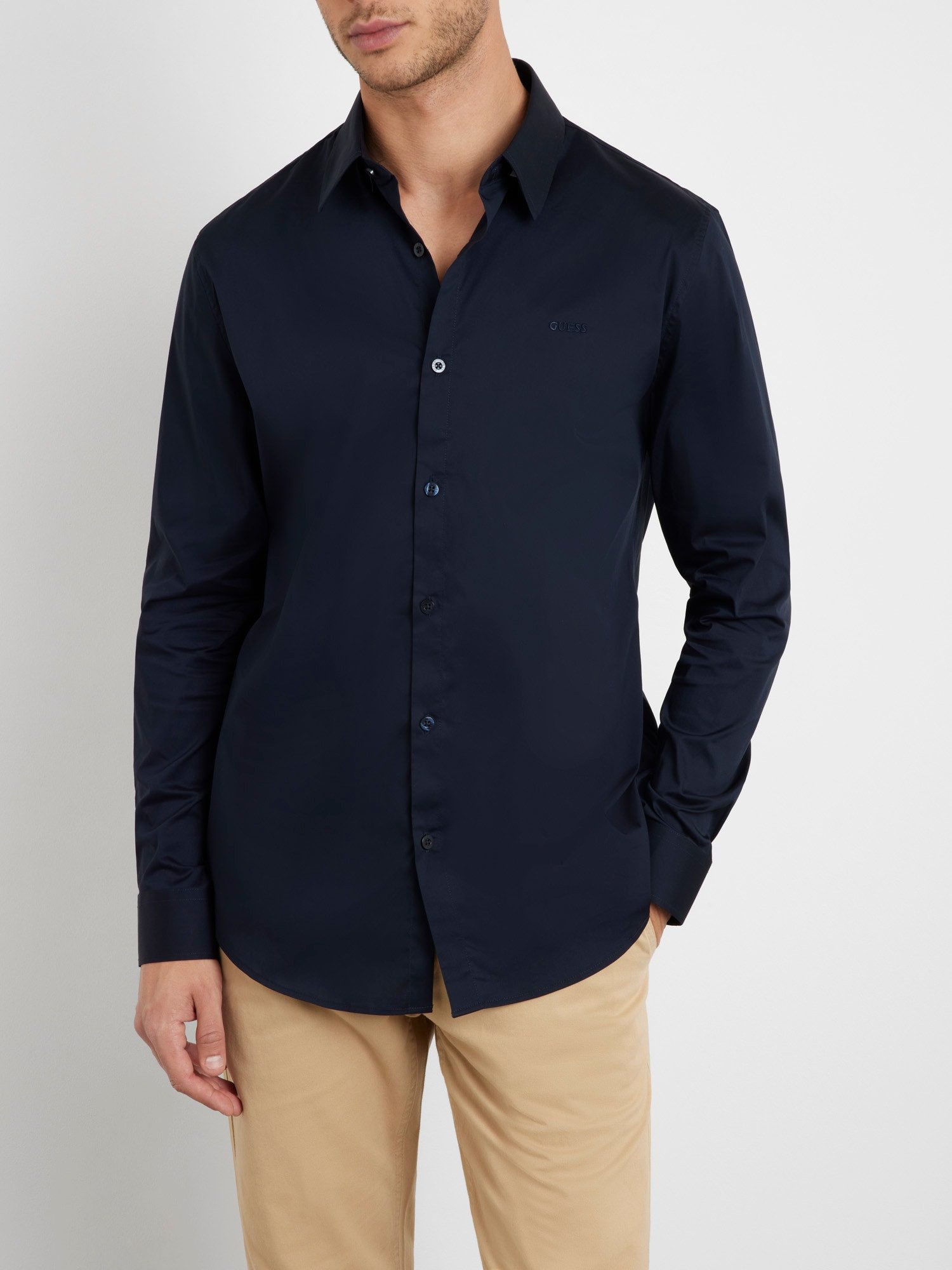 Guess Langarmhemd SUNSET Kentkragen, Slim Fit, Baumwoll-Mix