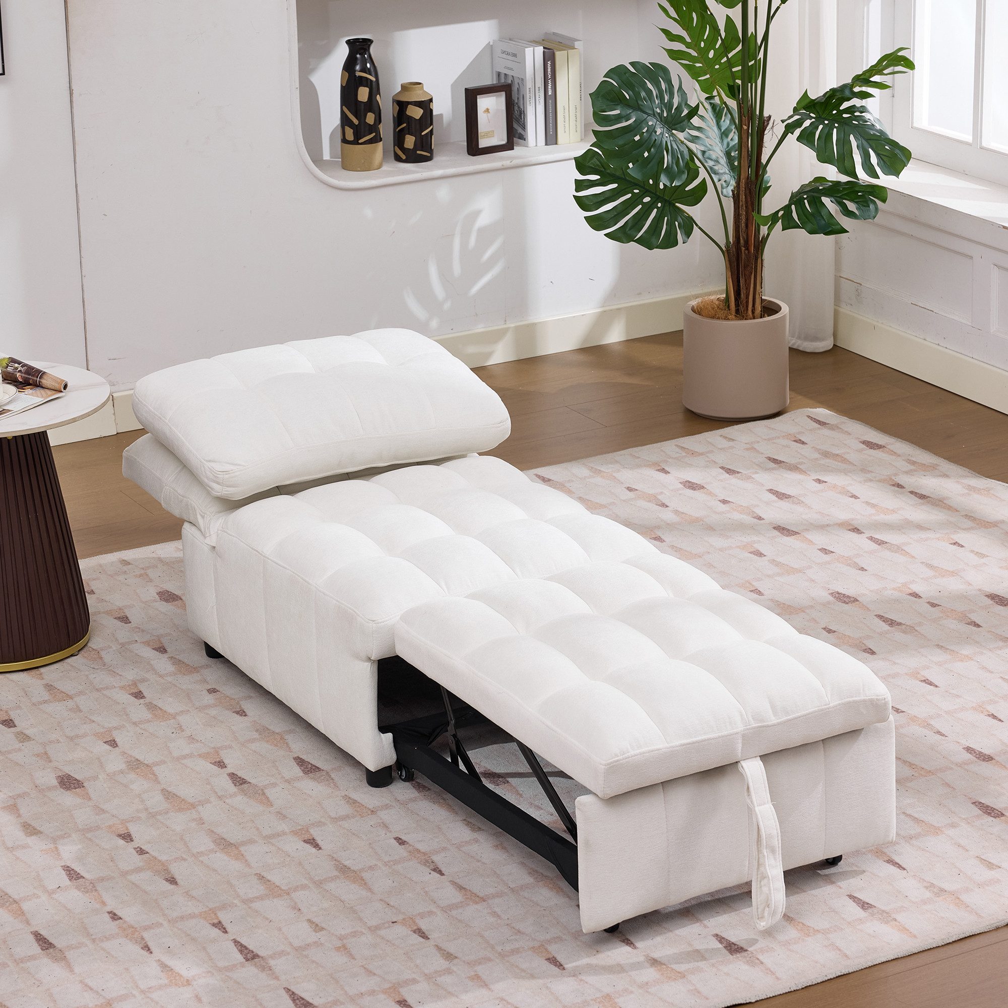 HAUSS SPOLE Schlafsofa mit Ausziehfunktion,Relaxsofa Schlafsofa Liegesessel platzsparend, Klappsofa mit verstellbarer Rückenlehne,Polstermöbel mit Sitztiefenverstellung, Ein-Personen-Design,mit farblich passenden Rückenkissen