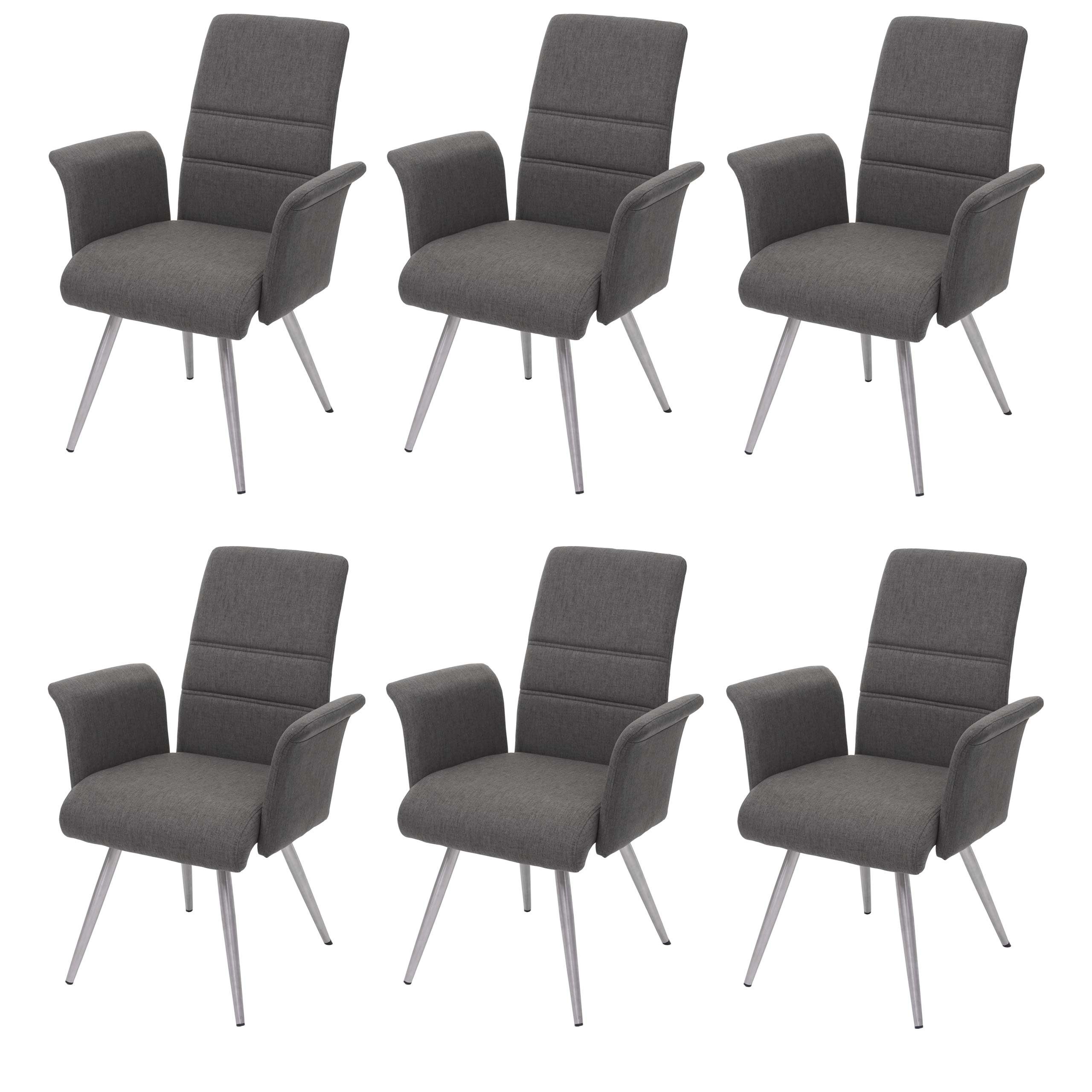 MCW Esszimmerstuhl MCW-G55-5 (Stühle mit Armlehne, 6 St), 6er-Set, Inklusive Fußbodenschoner, dekorative glänzende Ziernaht