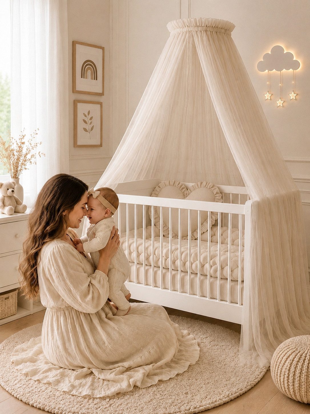 Baby Fancyroom Betthimmel Betthimmel aus 12 Meter Tüll aus 1. Klasse für Kinderbett Gitterbett, Himmel für Babybett Kinderbett