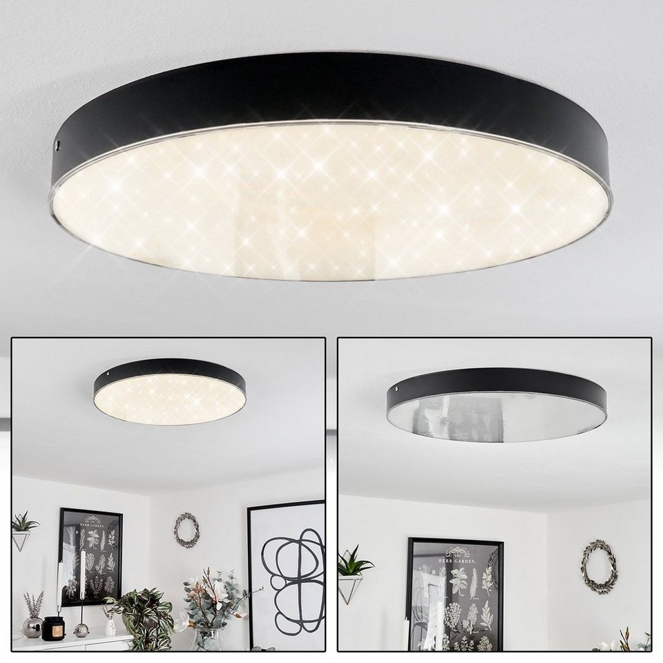 hofstein Deckenleuchte »Torricella« moderne Deckenlampe aus  Metall/Kunststoff in Weiß/Schwarz, 4000 Kelvin, runde Leuchte mit  Sternhimmeleffekt, 2400 Lumen, 1xLED 24, 5 Watt