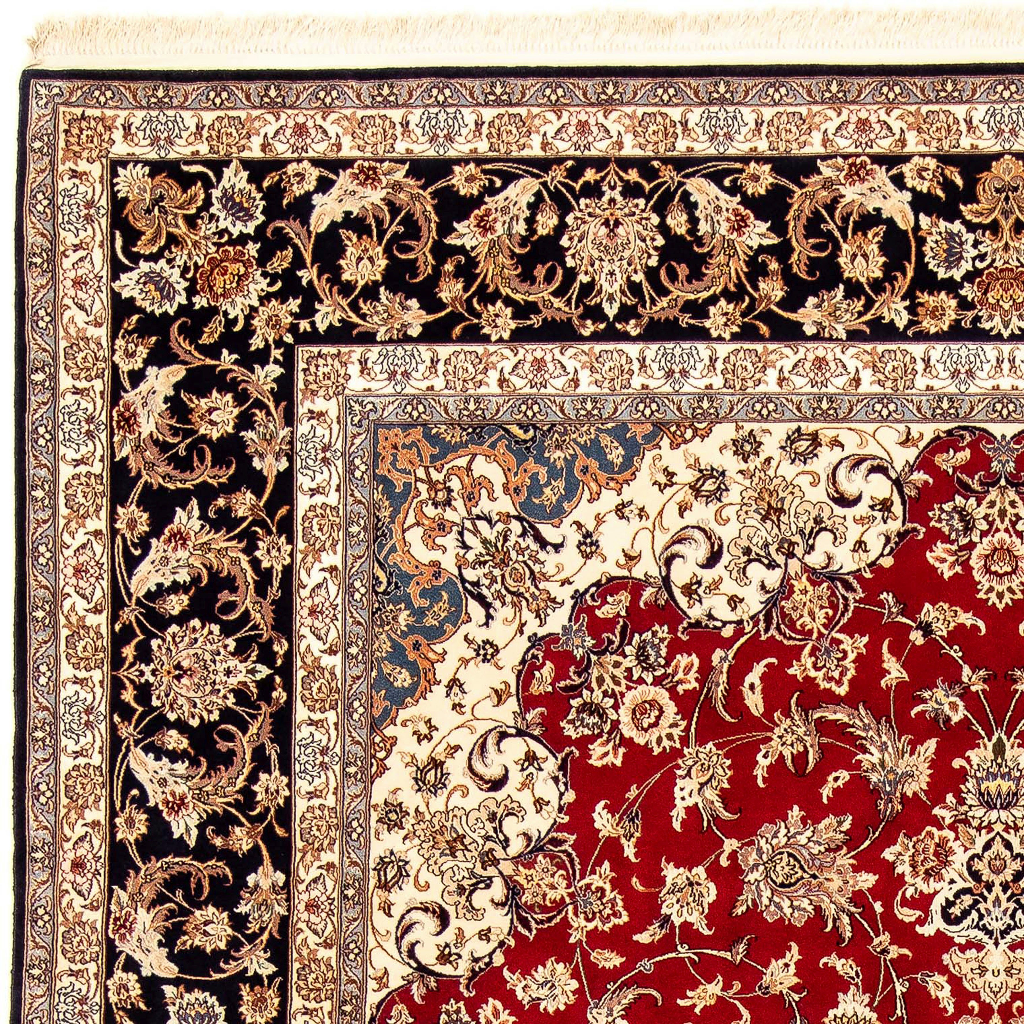 Orientteppich Perser 356 rot, Premium Höhe: 250 morgenland, rechteckig, mm, cm - - - 6 mit Isfahan - Einzelstück Zertifikat x Handgeknüpft, Wohnzimmer