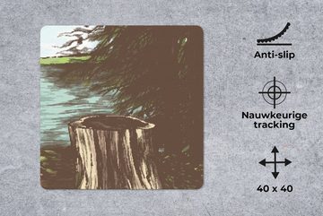 MuchoWow Gaming Mauspad Baum - Meer - Illustration (1-St), Mousepad mit Rutschfester Unterseite, Gaming, 40x40 cm, XXL, Großes