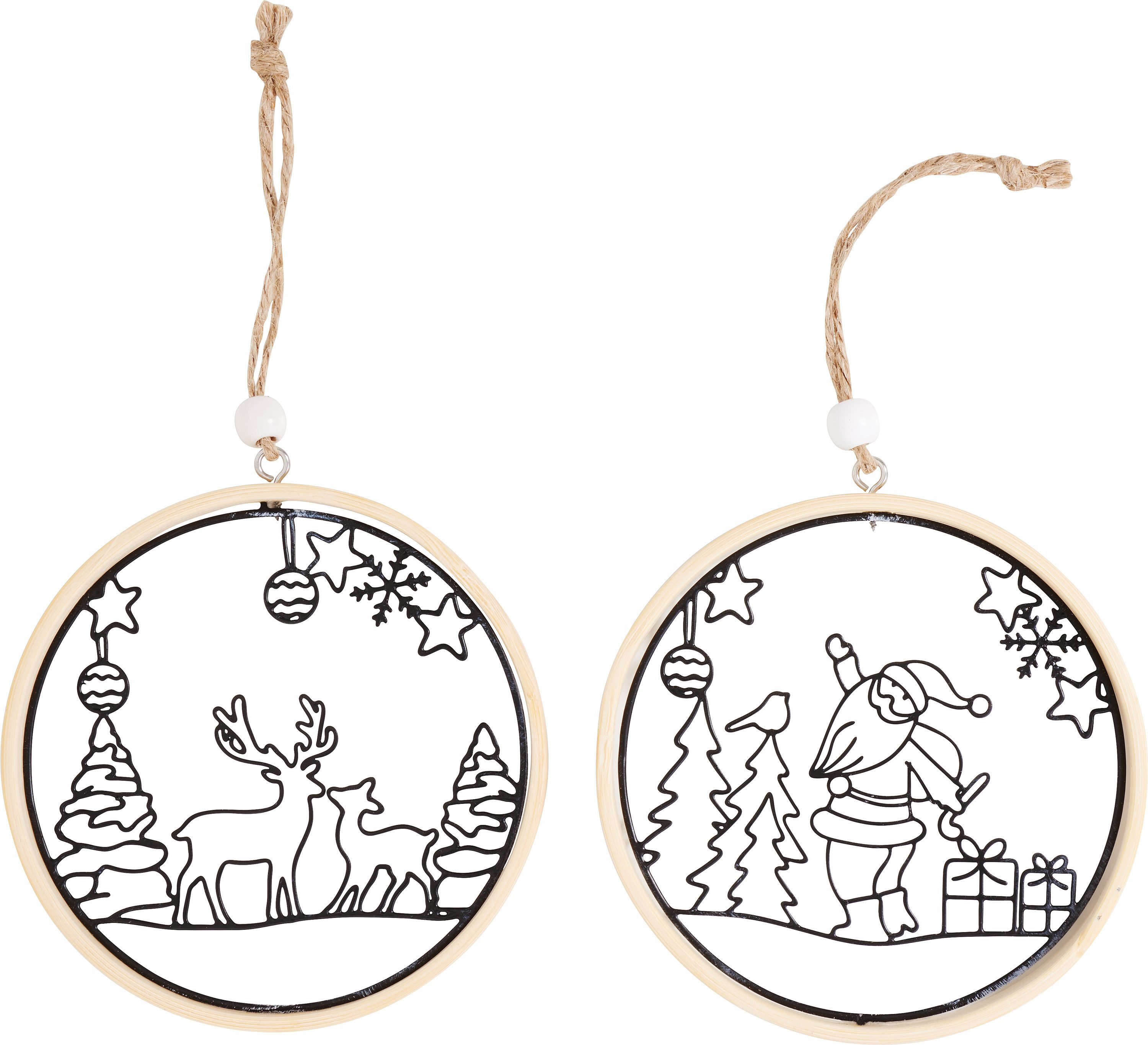 VBS Dekoobjekt Dekoring Metallmotiv Weihnachtsmann & Rehe, 2 Stück