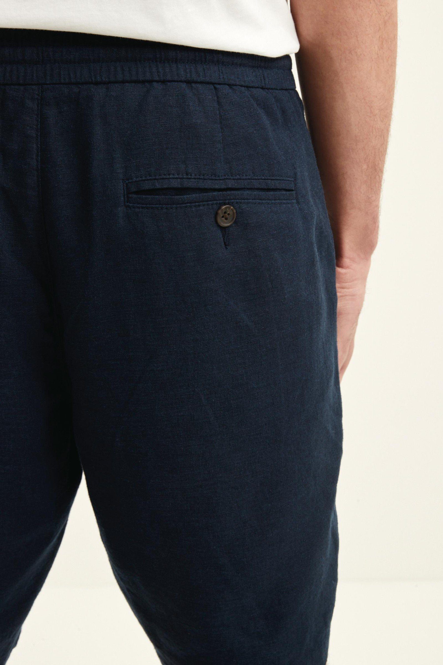 Next Shorts Hose aus mit Blue Navy Leinengemisch (1-tlg) Gummibund