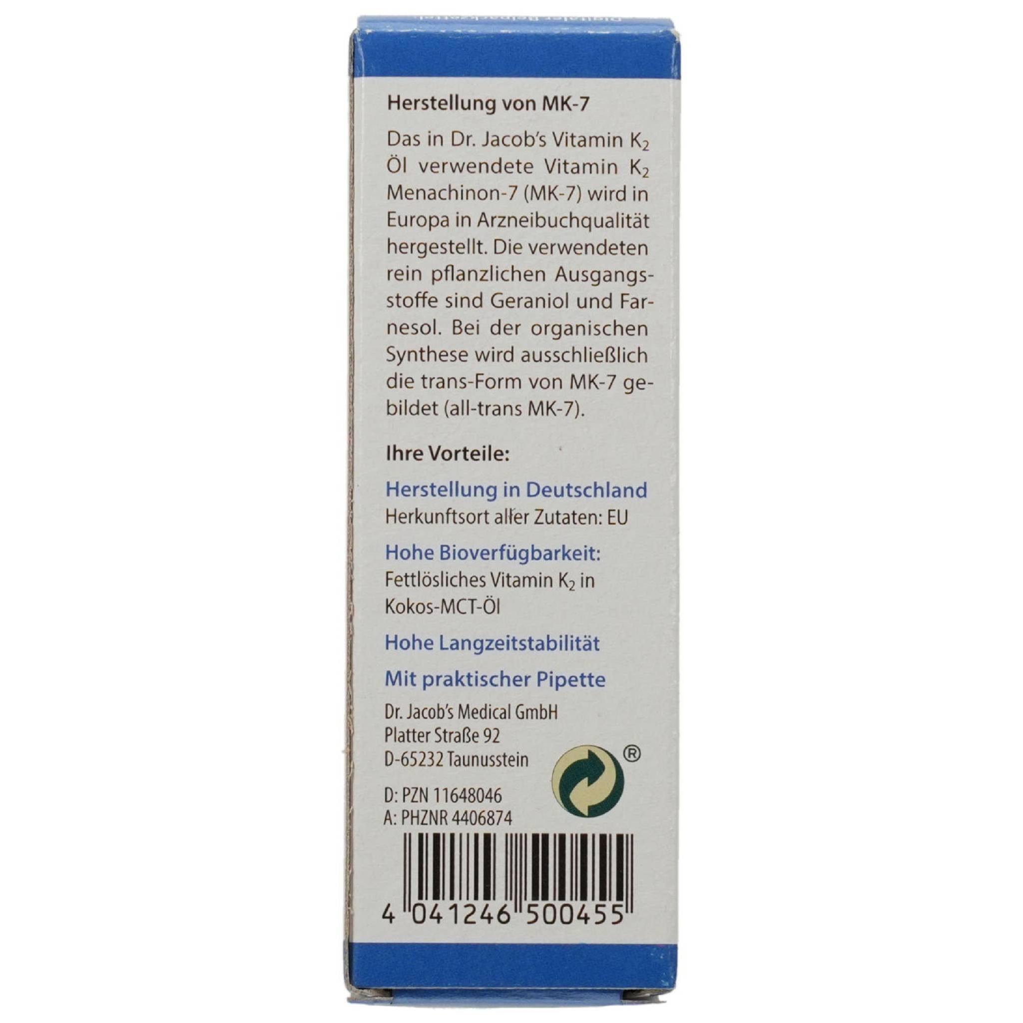 Dr. Jacob's Medical VITAMIN K2 ÖL Vit.K als MK7 Dr.Jacob's Tro.z.Einn. Tropfen