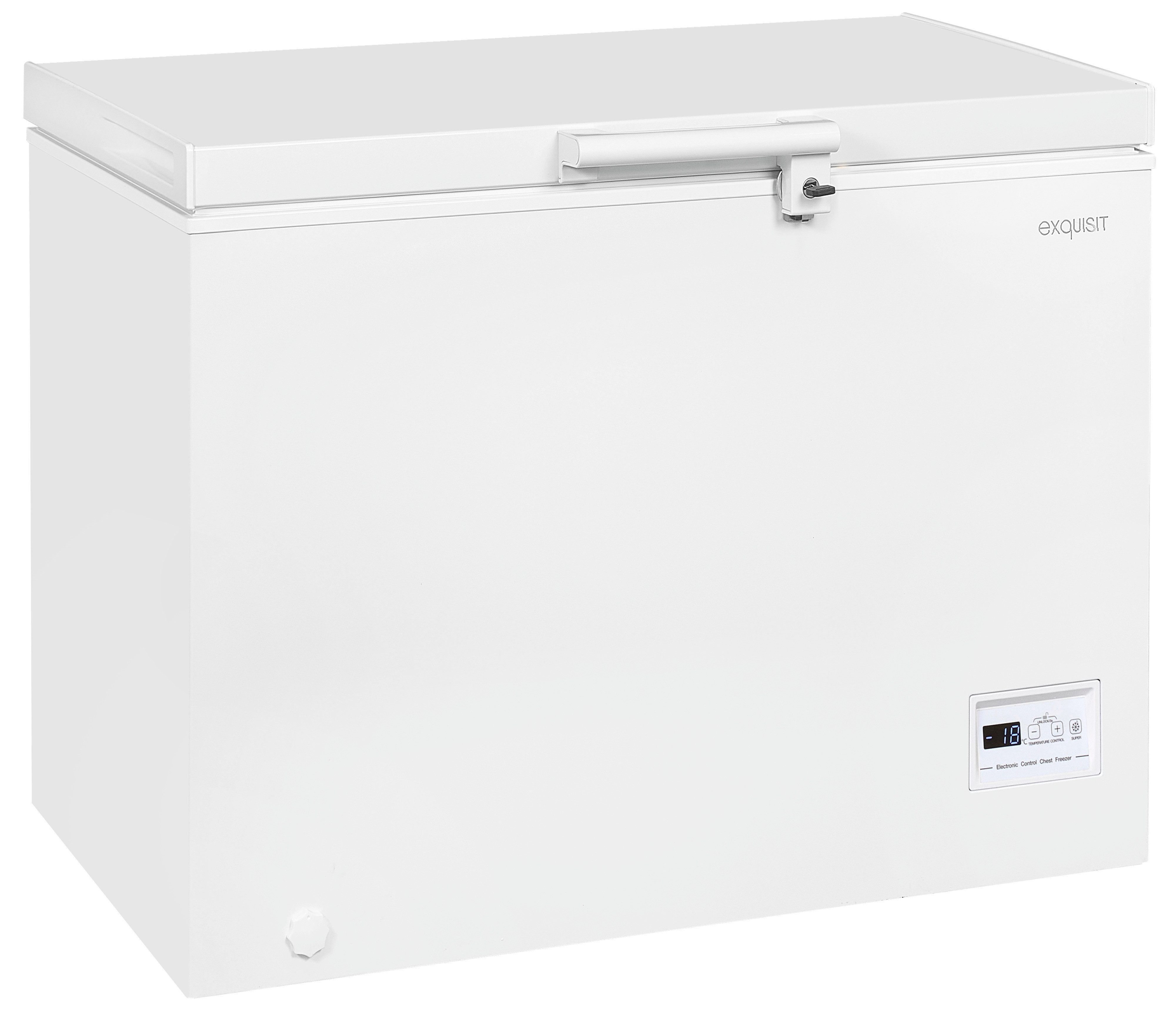 exquisit Gefriertruhe GT200-HE-041C, 102,6 cm breit, 198 l, 4*-Gefriertruhe mit Griff & Türschloss – leicht zu öffnen