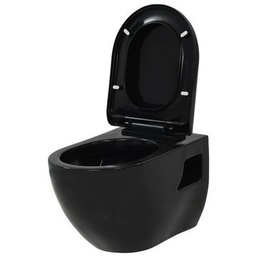 vidaXL Tiefspül-WC Hänge-Toilette mit Unterputzspülkasten Keramik Schwarz