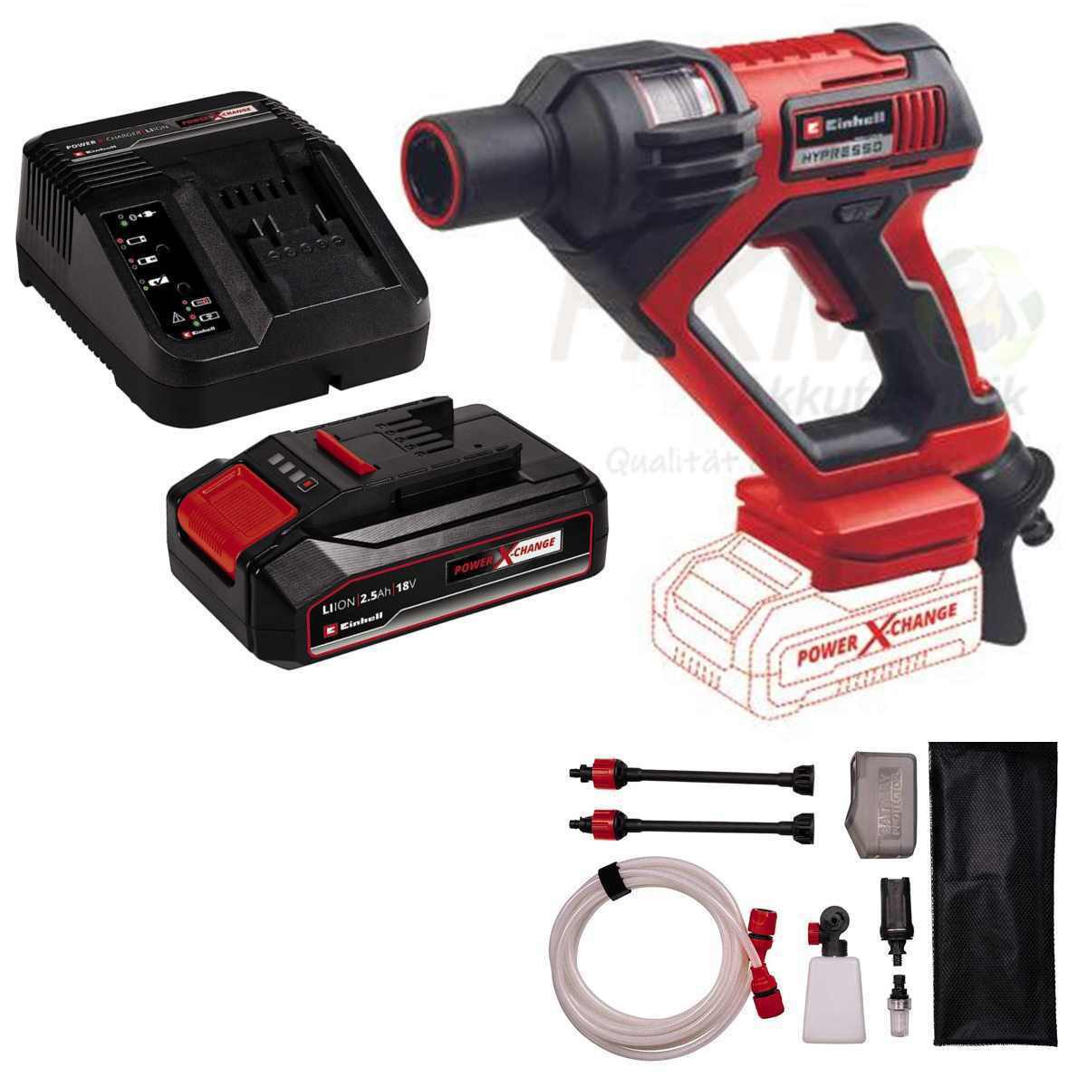 Einhell Akku-Druckreiniger Hypresso 18/24-1 Li- 24 bar mit Akku 2.5 Ah / Ladegerät