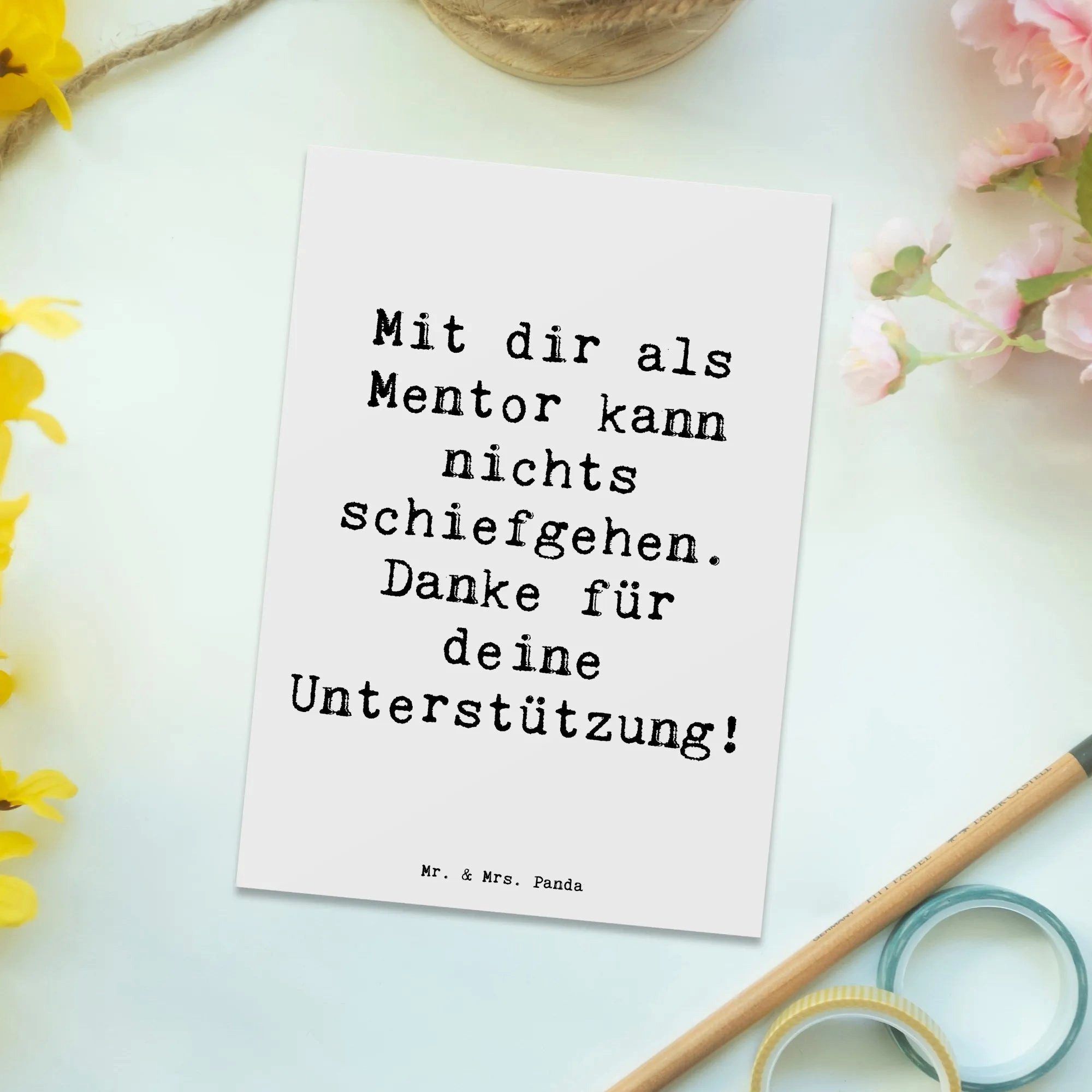 Thumbnail - Mr. & Mrs. Panda Postkarte Spruch Beste Mentor - Weiß - Geschenk, Fels in der Brandung, Dankbark, Glänzende Vorderseite
