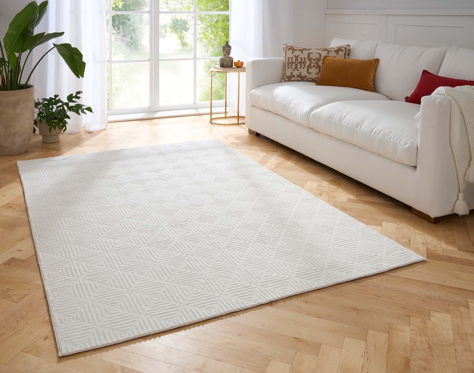 TaraCarpet Teppich Taipe-Piastrella Hasenfell extra weich Hoch-Tief-Struktu günstig online kaufen