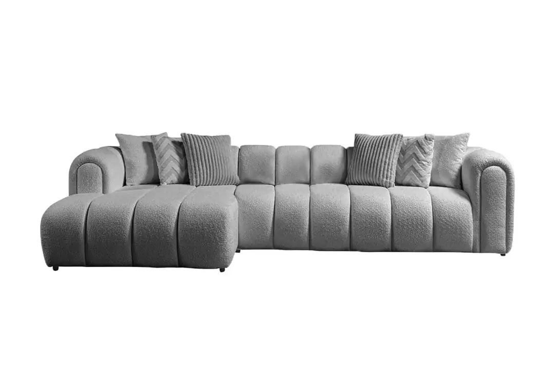 Skye Decor Ecksofa, L Form Bohem Sofa Bouclé Optik mit 7 Kissen – modernes Design