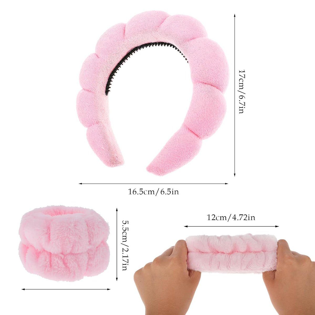 Armband Pink Waschband Stück -Bleitschildkröte Haarbänder Serviette+Boutique Haarband CTGtree Haarreif Anti Handgelenk Makeup Set 3