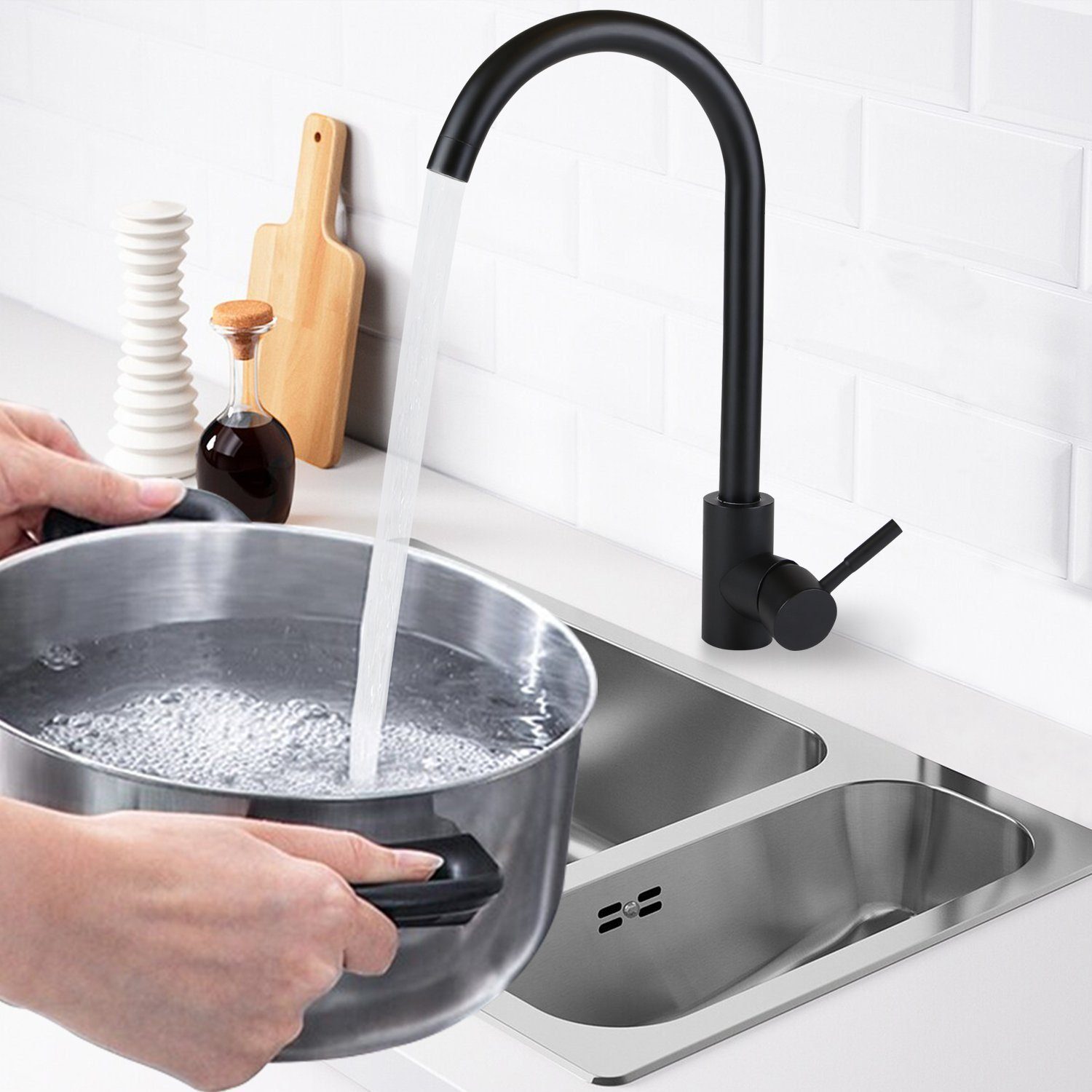 ZMH Waschtischarmatur 3 Stile Edelstahl Mischbatterie 360° Schwenkbar für K günstig online kaufen