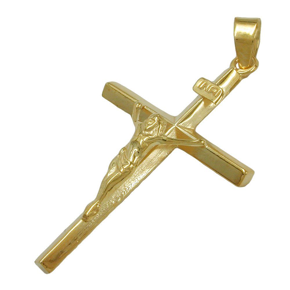 Gallay Kreuzanhänger Anhänger Jesus mit 30x18mm Goldschmuck Damen Kreuz GOLD, für 9Kt