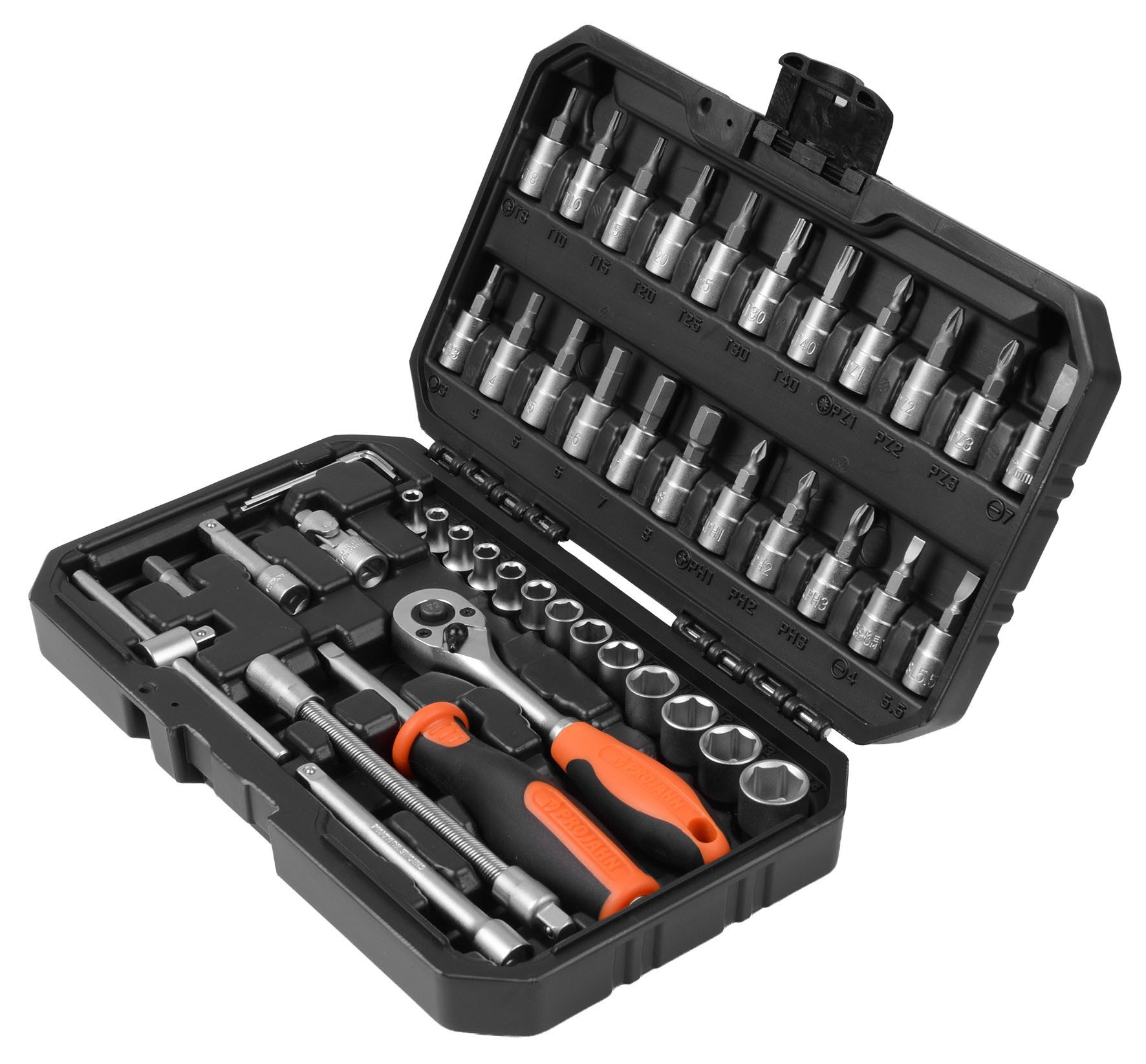Steckschlüssel Projahn 1/4" Steckschlüssel 4-14mm Umschaltknarre Satz 46-tlg.