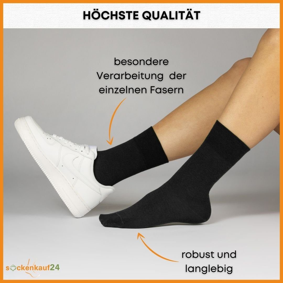 10 WP Baumwolle 43-46) Socken (Schwarz, 70101T 10-Paar, (Exclusive - Socken Paar Premium mit Damen Komfort & aus Line) gekämmter Pique-Bund Business-Socken Herren sockenkauf24