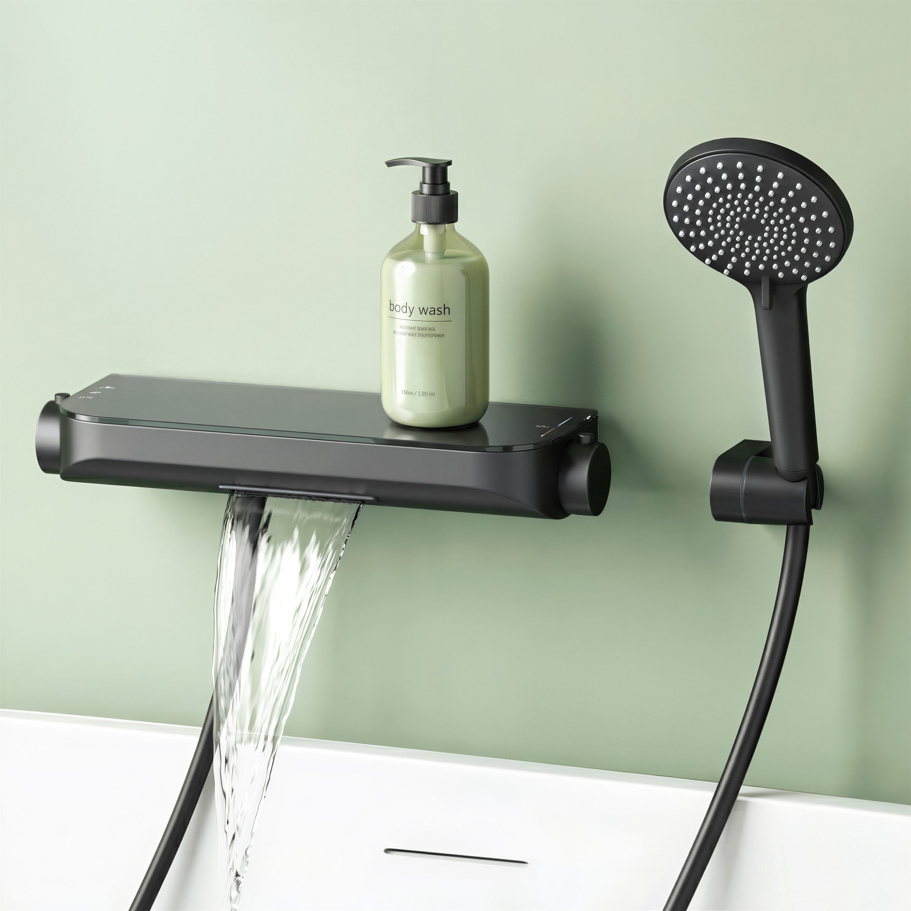 Mai & Mai Wannenarmatur Badewannenarmatur mit Handbrause Thermostat 4 Strahlarten Oryntex-03