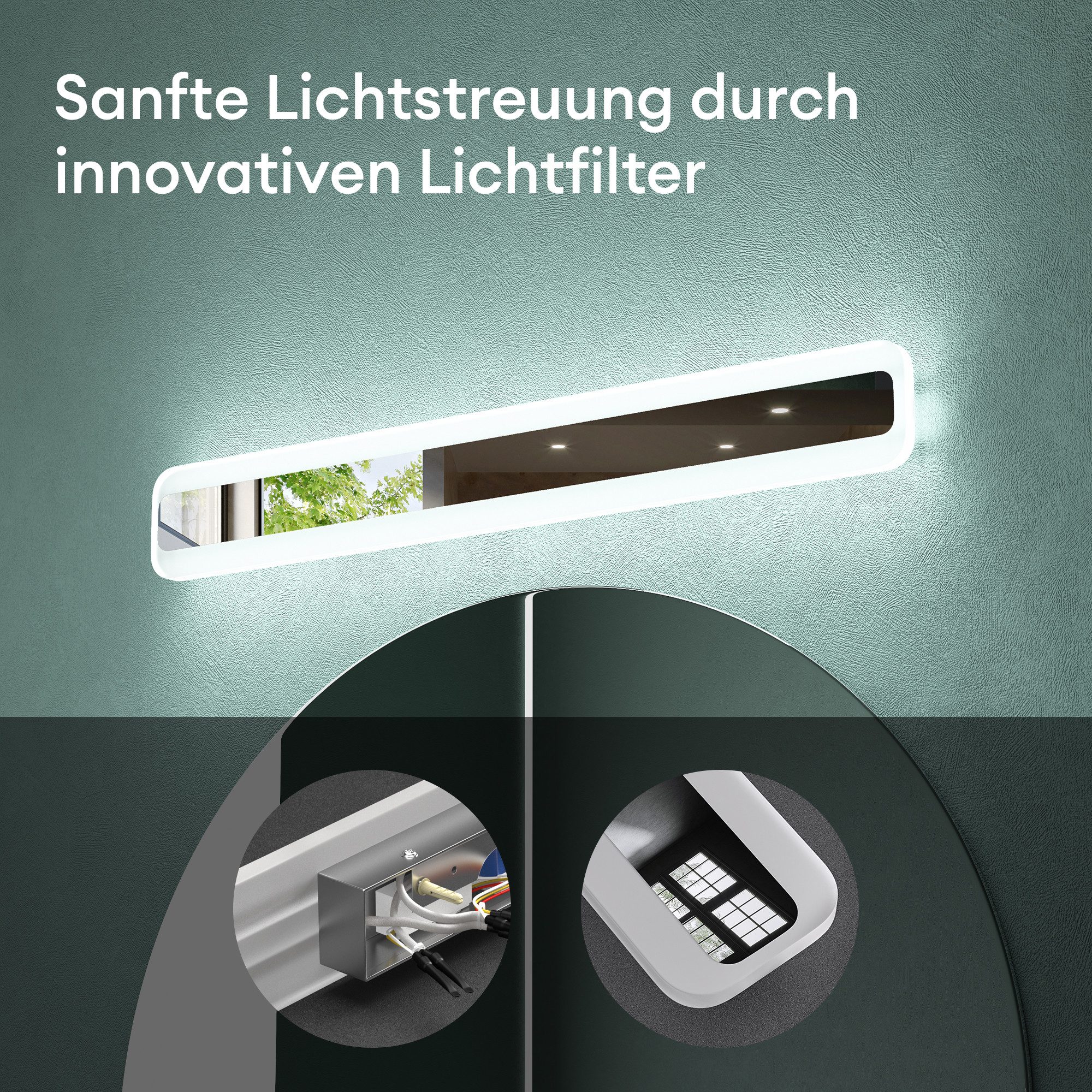 Mai & Mai LED Spiegelleuchte Badlampe 3000K-6000K 3 Farben Dimmbar Schminkleuchte 14W
