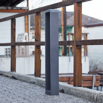 Lindby LED Pollerleuchte Emima, LED-Leuchtmittel fest verbaut, warmweiß, Modern, Aluminium, Kunststoff, dunkelgrau, 1 flammig, inkl.