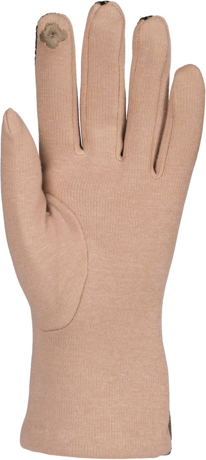 styleBREAKER Handschuhe mit weichem Baumwollhandschuhe Muster Hellbraun Touchscreen Riffel