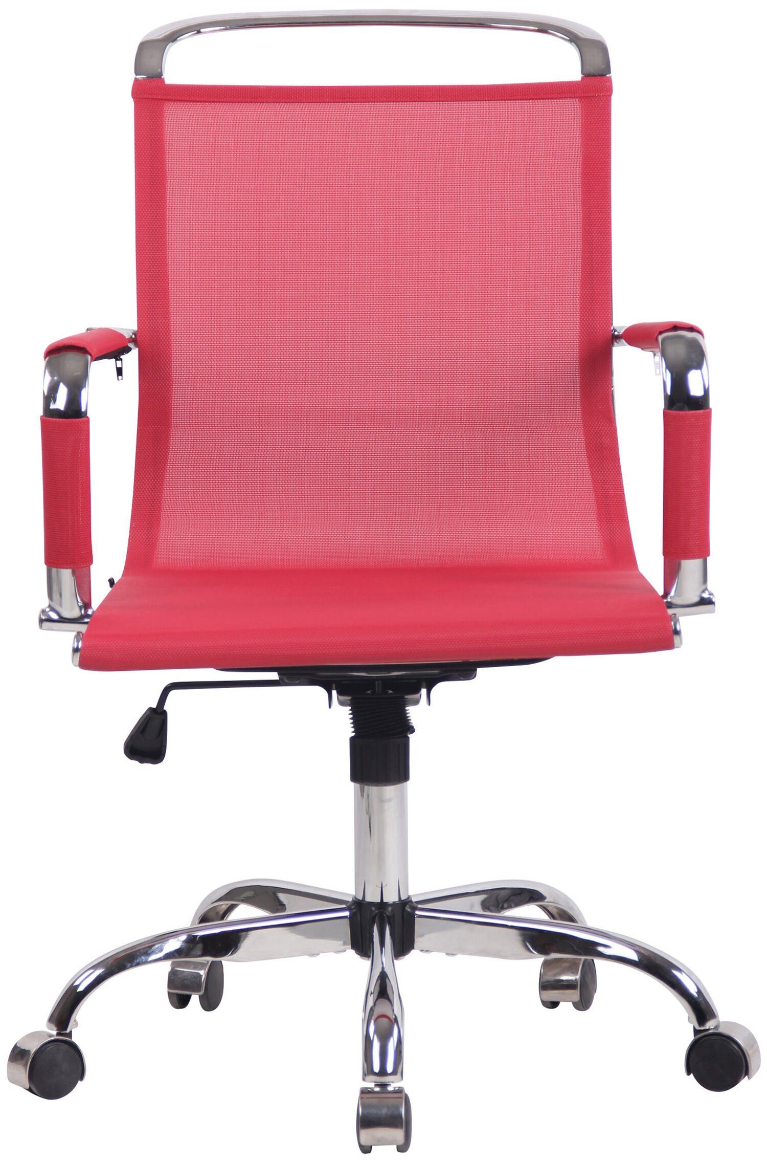 rot Bürostuhl mit Metall chrom Sitzfläche: Rückenlehne ergonomisch Bürostuhl XXL), Netzbezug (Schreibtischstuhl, Chefsessel, bequemer TPFLiving Barney - Drehstuhl, geformter Gestell: