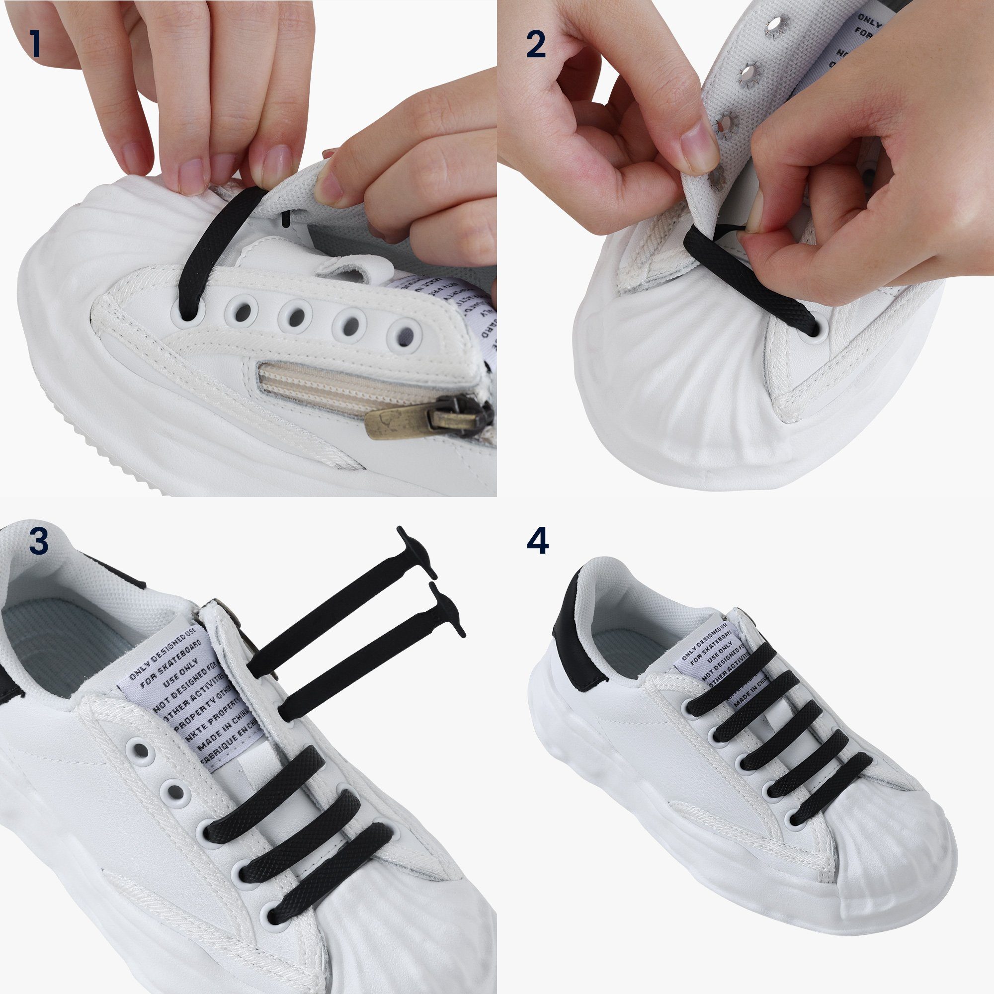kwmobile Schnürsenkel, 12x Elastische Schnürsenkel aus Silikon - Schnürband  ohne Schuhe binden - Schuhbänder für Kinder