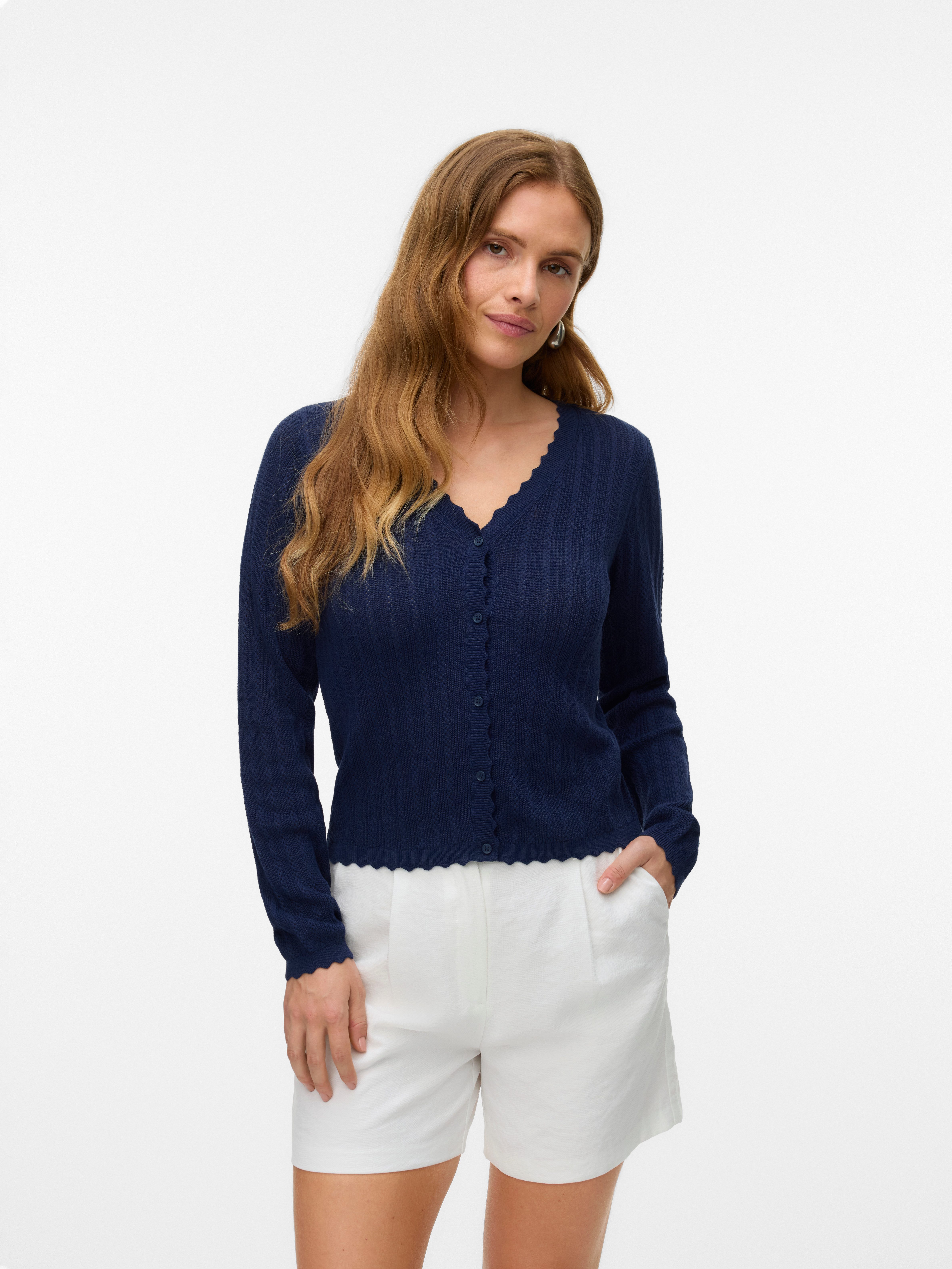 Vero Moda Strickjacke VMLUXLIGHT POINTELLE LS V-NECK CARDIGAN günstig online kaufen