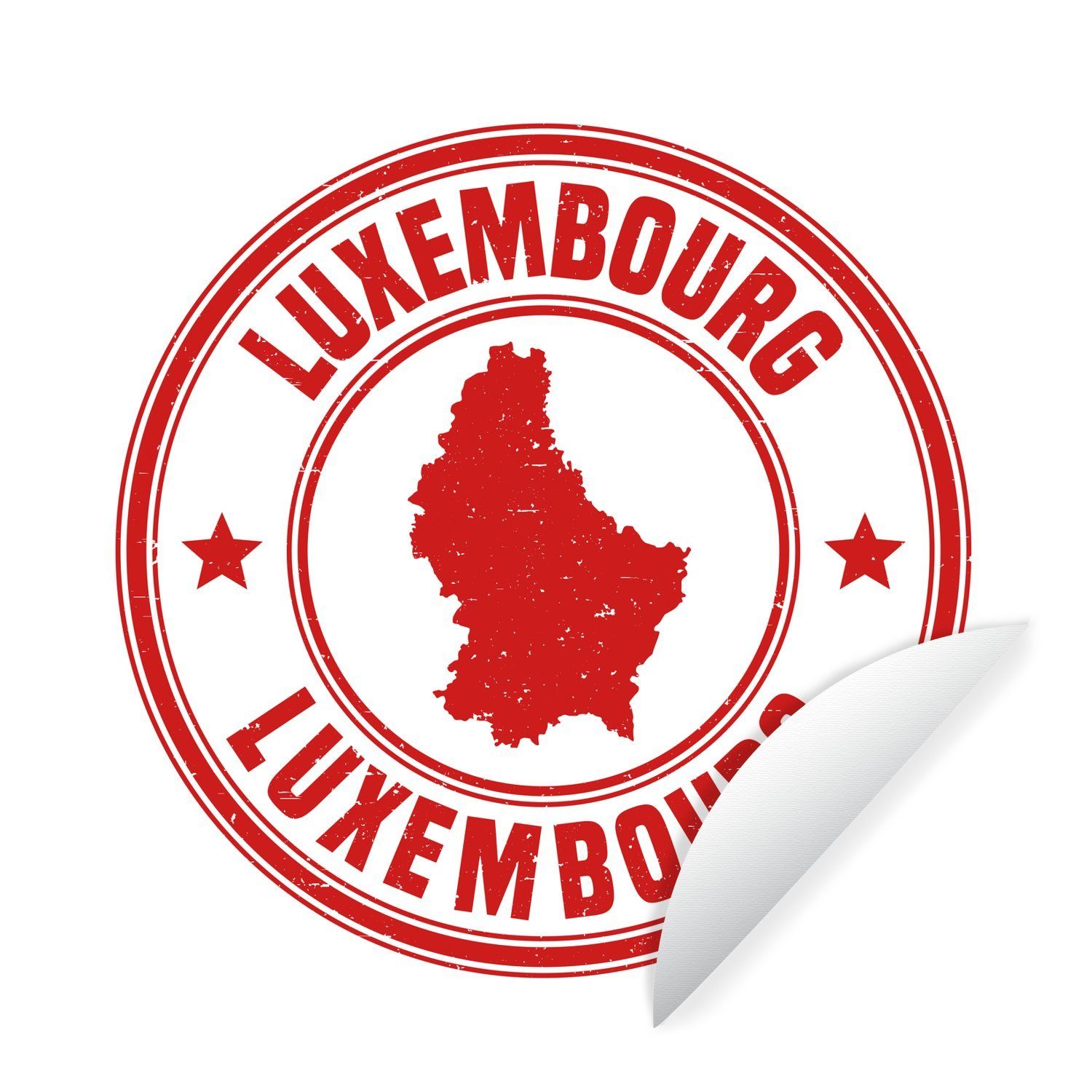 MuchoWow Wandsticker Illustration einer roten Briefmarke von Luxemburg (1 St), Tapetenkreis für Kinderzimmer, Tapetenaufkleber, Rund, Wohnzimmer