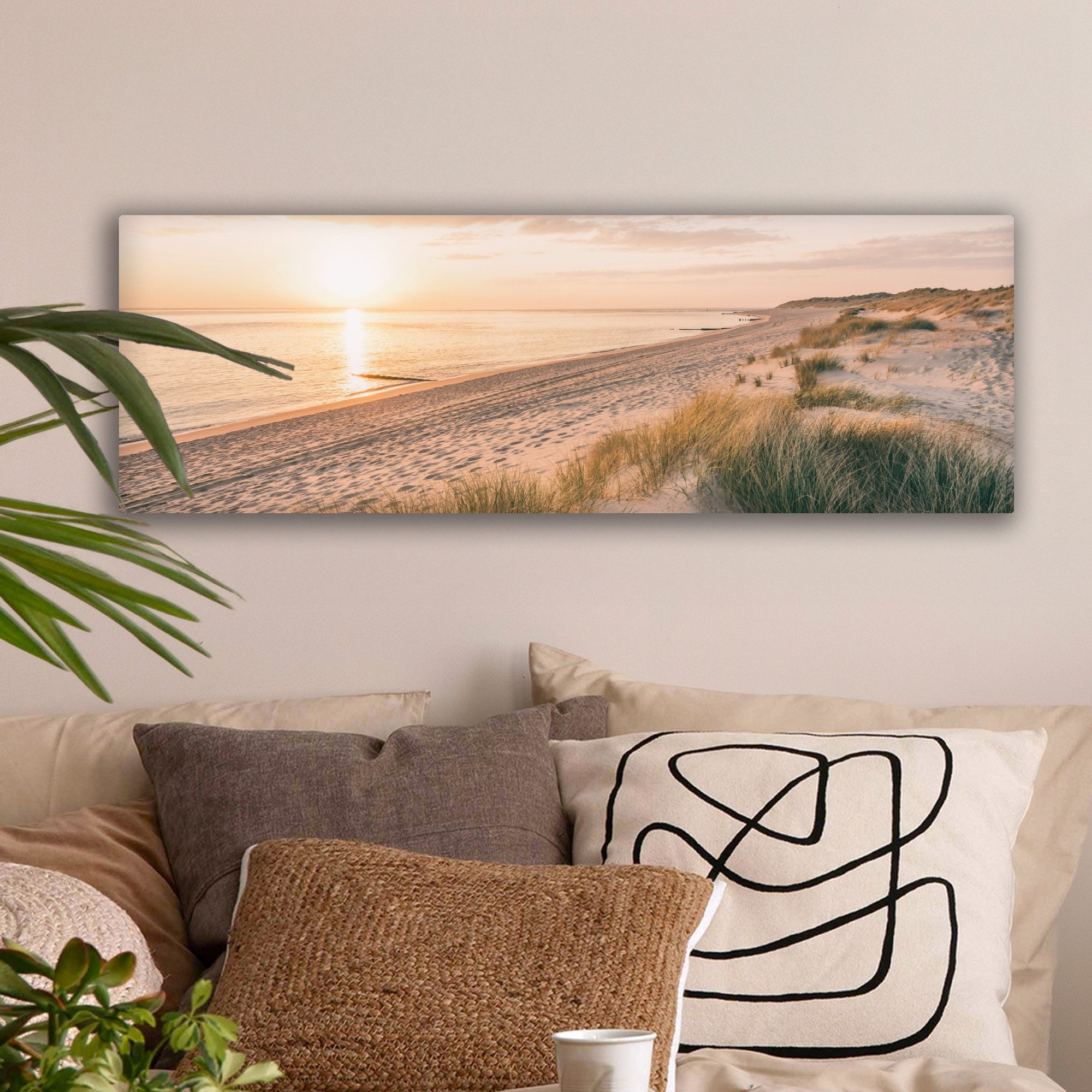 OneMillionCanvasses® Leinwandbild Panorama Sonnenaufgang am Strand in Nordf günstig online kaufen