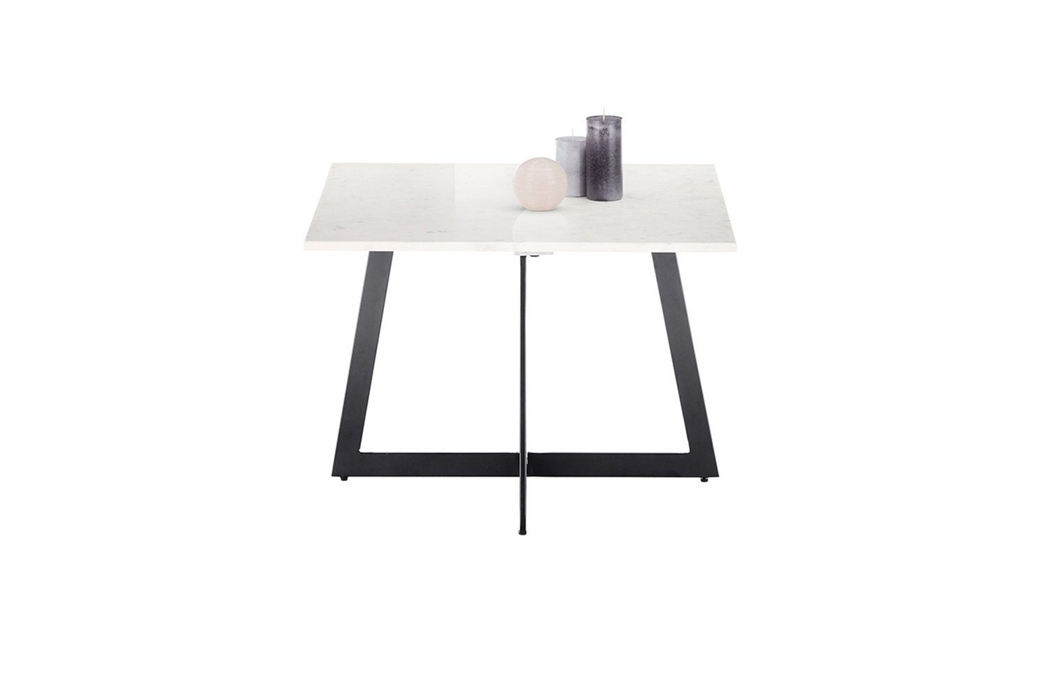 MCA furniture Couchtisch aus Marmor weiß in weiß. Abmessungen (LxBxH) 65x65x44 cm