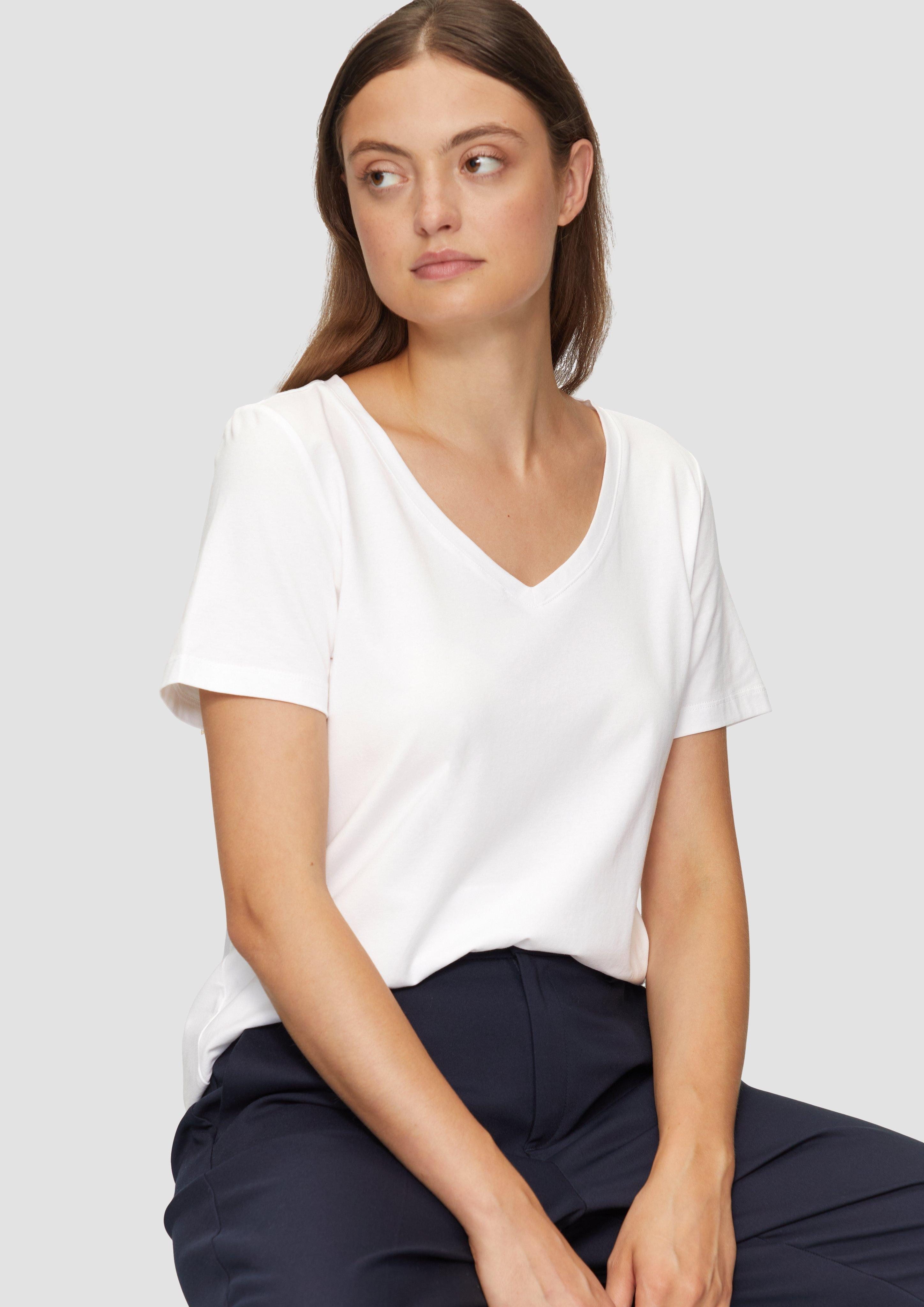 s.Oliver Kurzarmshirt T-Shirt mit V-Ausschnitt günstig online kaufen