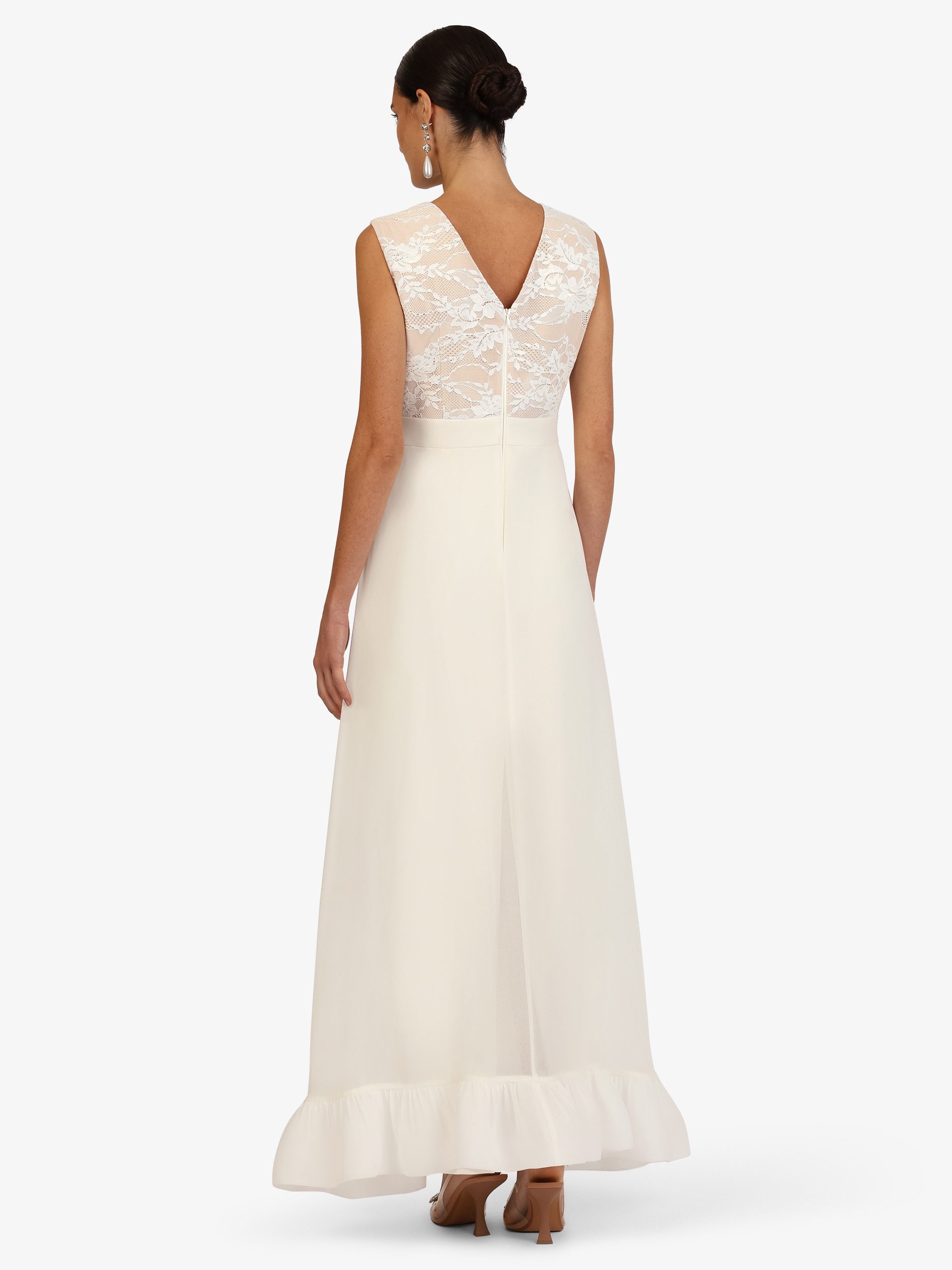 Kraimod Abendkleid mit Spitzenoberteil und Volantsaum