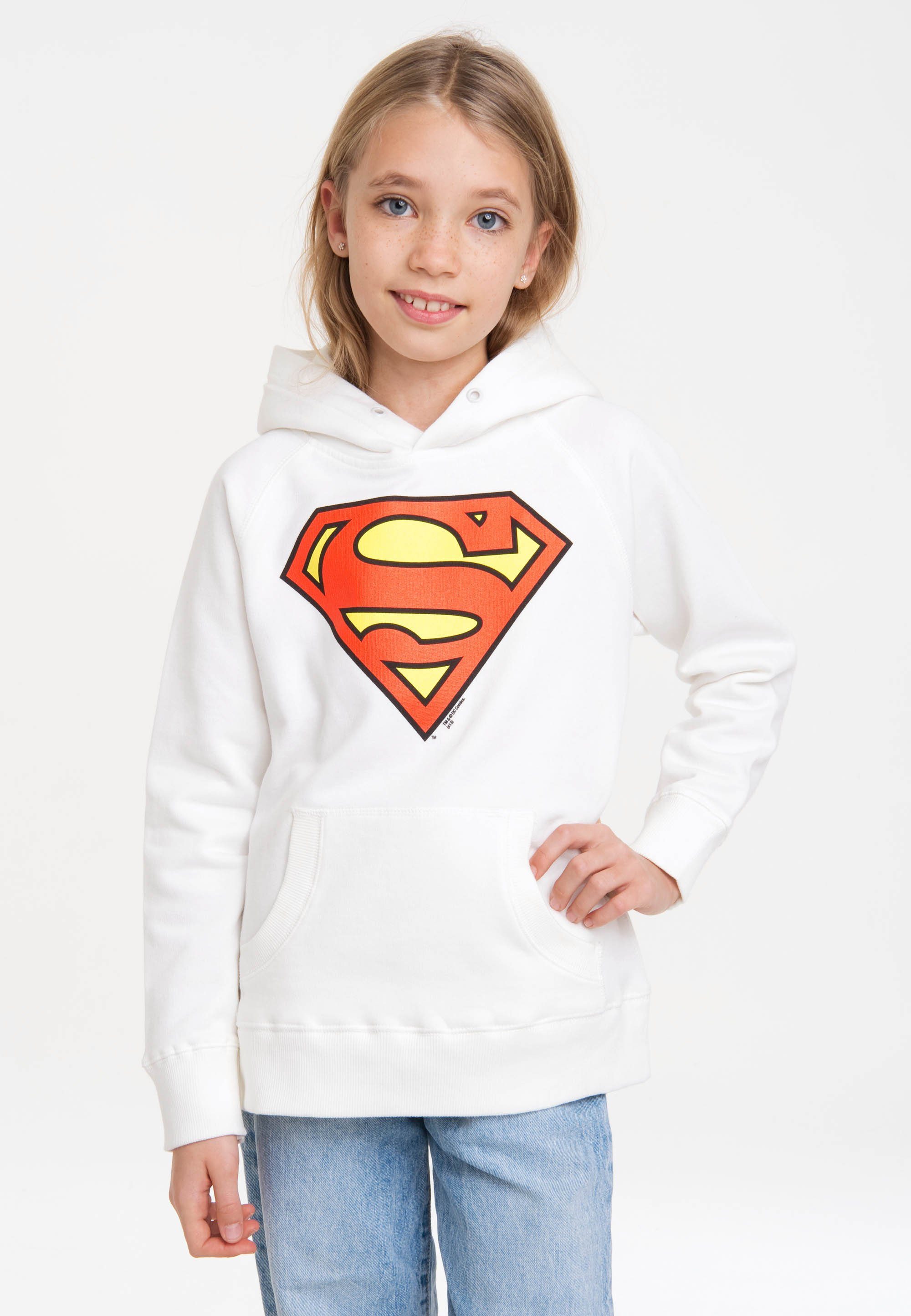 Kapuzensweatshirt LOGOSHIRT DC mit - Logo Batman Superman-Aufdruck stylischem