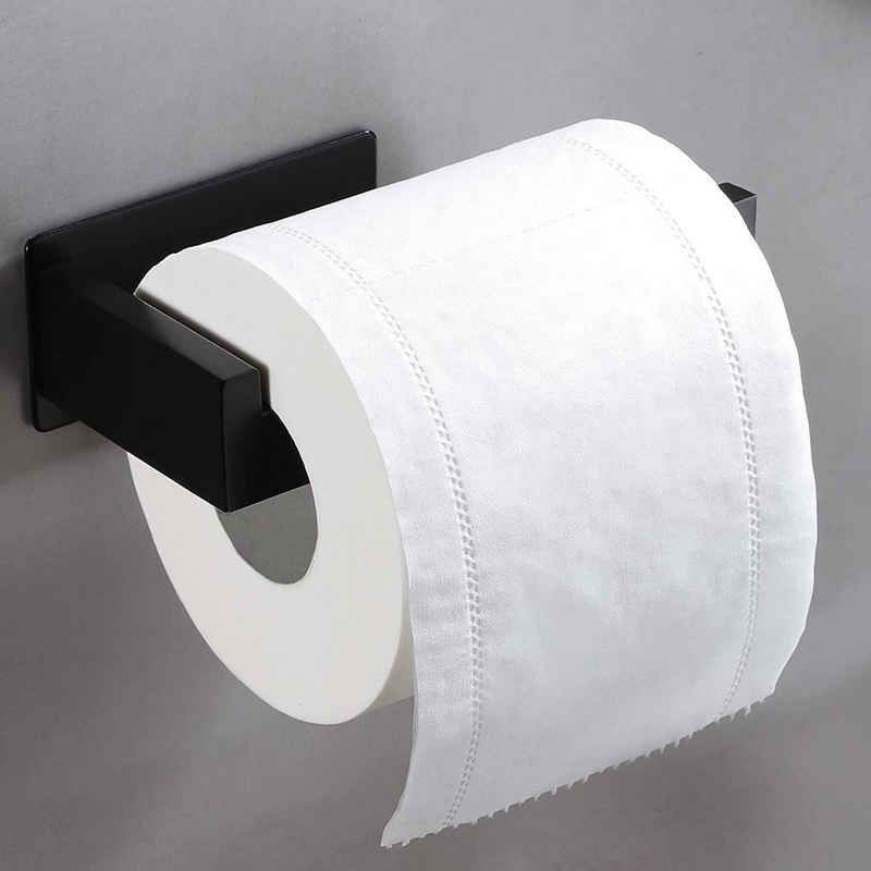 Haiaveng Toilettenpapierhalter »Toilettenpapierhalter Schwarz Klopapierhalter Selbstklebend Ohne Bohren«, Toilettenpapierrollenhalter Edelstahl - 14 cm Stange für Toilettenpapier