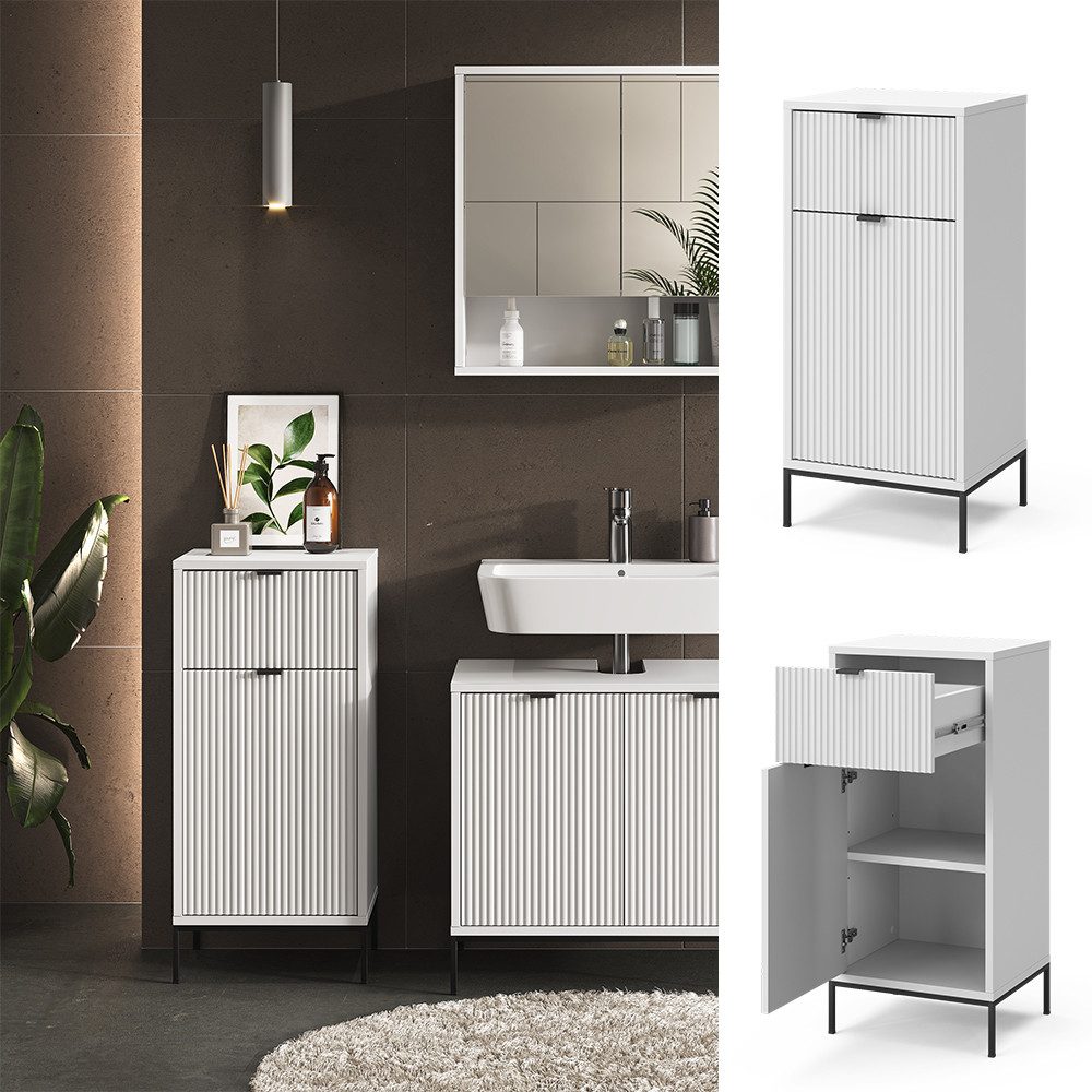 Vicco Midischrank Eliza, Weiß/Weiß, 40 x 87 cm mit Tür und Schublade (1-St)