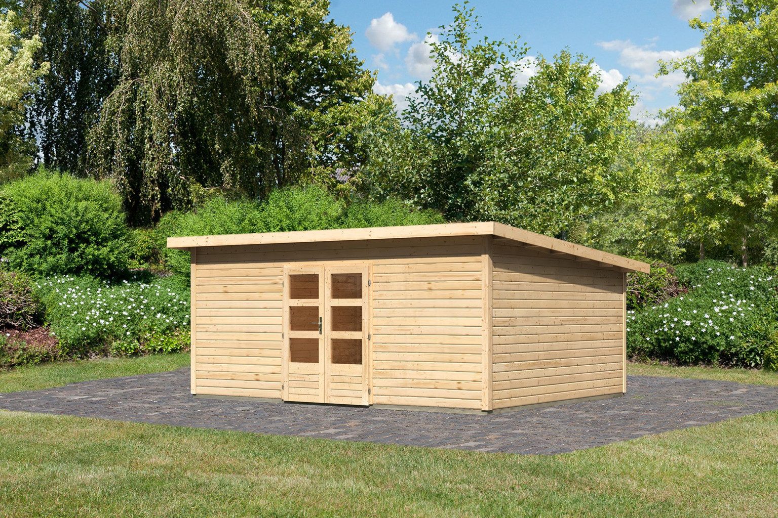 Karibu Gartenhaus Karibu Gartenhaus Northeim, 38 mm, 528 x 393 cm, Typ 6, natur, ohne Anbau