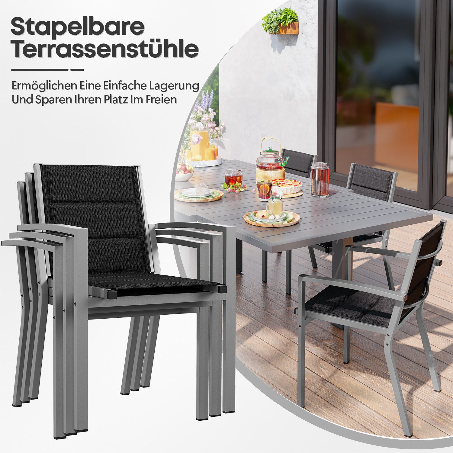Furnicopia Gartenstuhl, Aluminium Stapelstühle 160 kg Tragkraft, Esszimmers günstig online kaufen