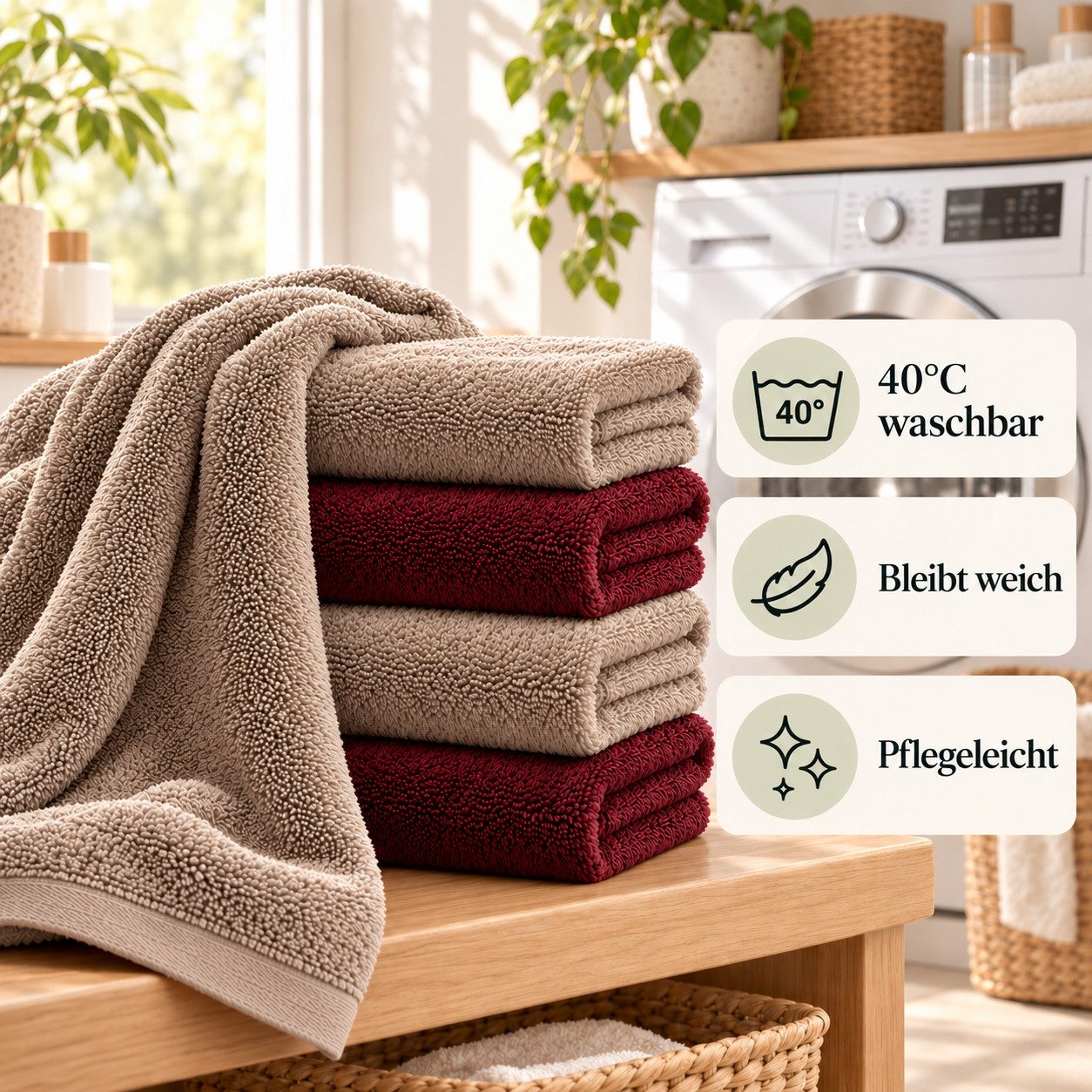 BARBONS Handtuch Set Handtücher 6-tlg, 2x Badetuch & 4x Badehandtuch Duschtücher, (6-St), Walkfrottee, 100% Baumwolle, saugstark, weich – Bild 5 von 5