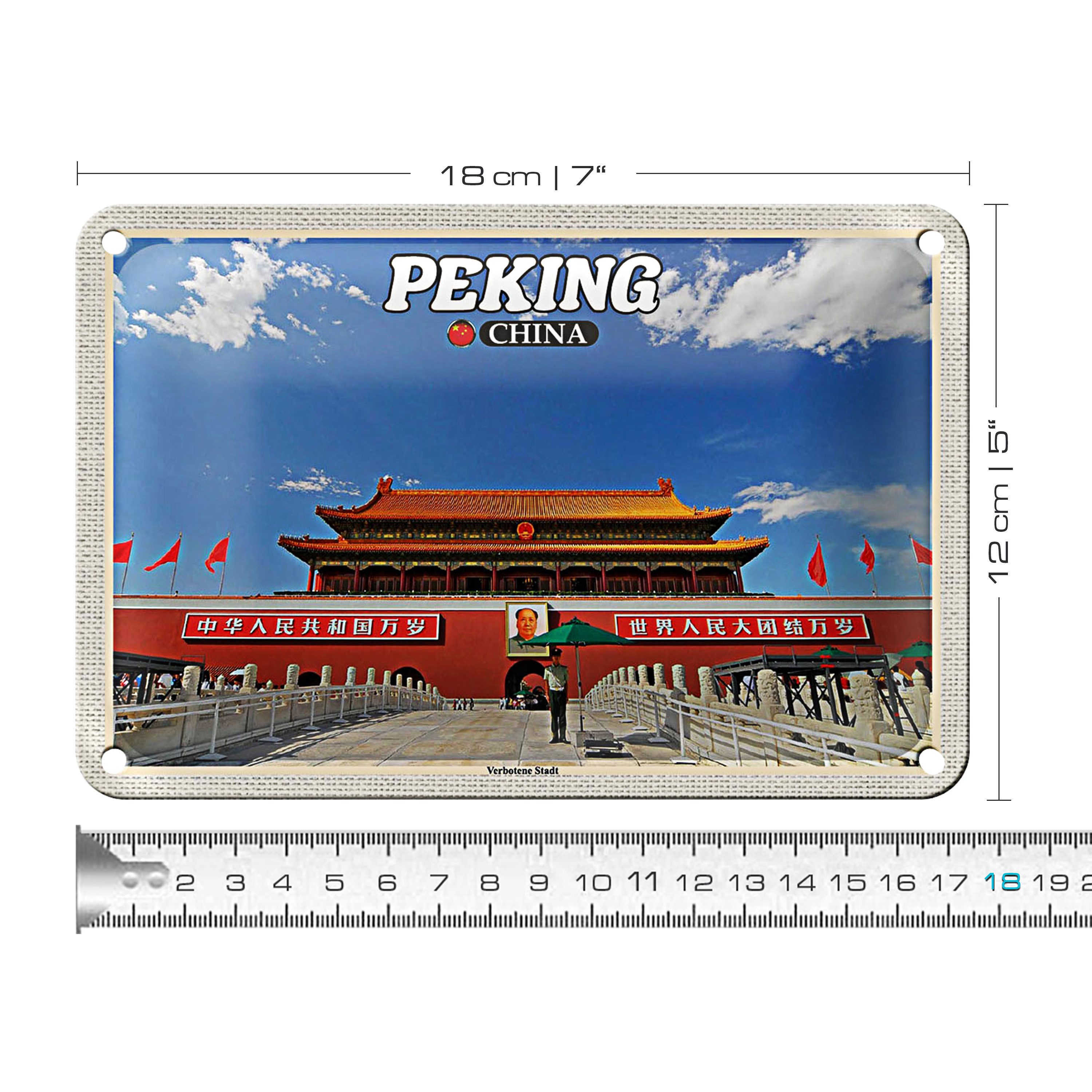 Roomando Metallschild Reise 18x12cm Peking China Verbotene Stadt