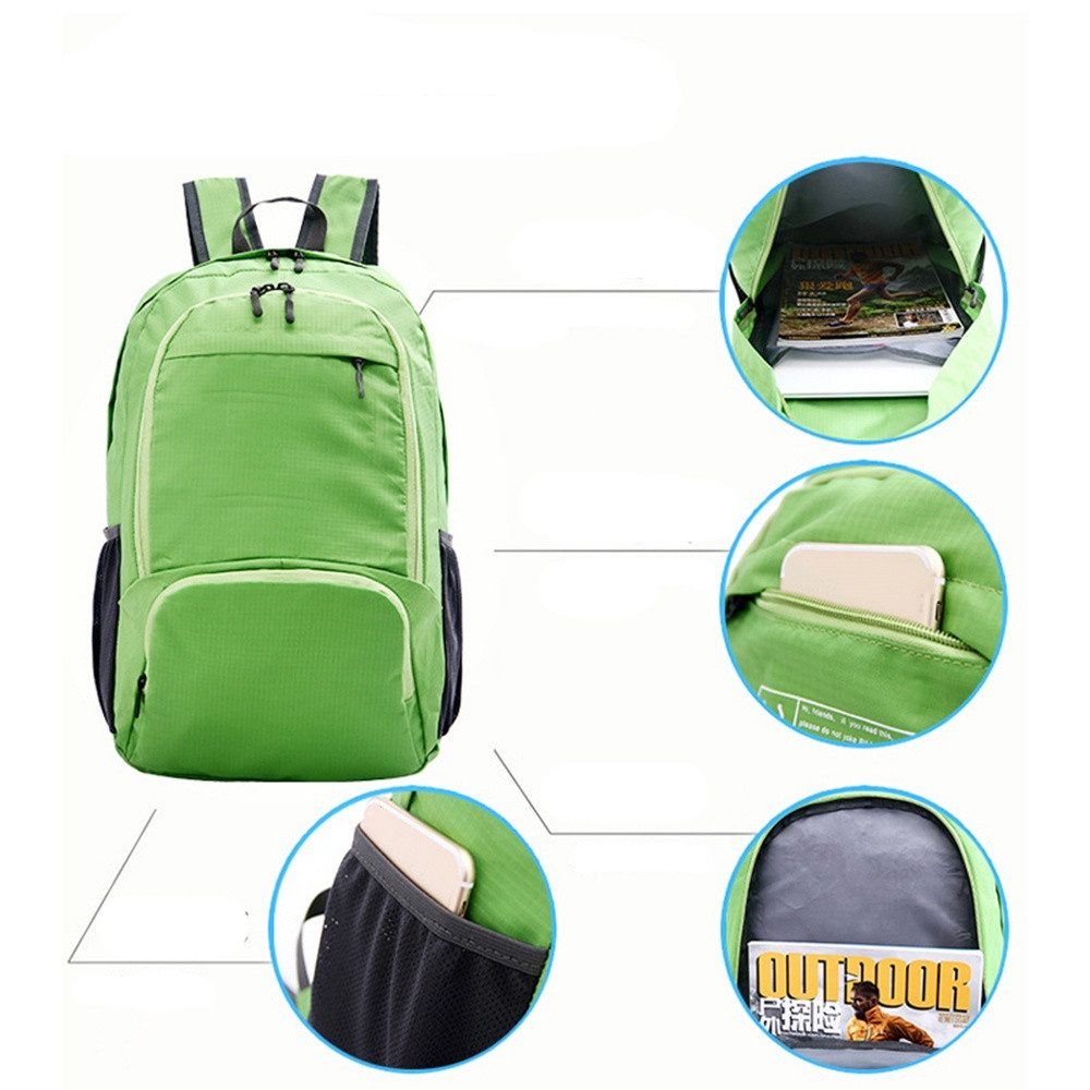 Bextsrack Tagesrucksack Ultraleichter Faltbarer Rucksack Wasserfest und Verstaubarer Daypack, für Wandern, Reisen, Radtouren und Städtetrips