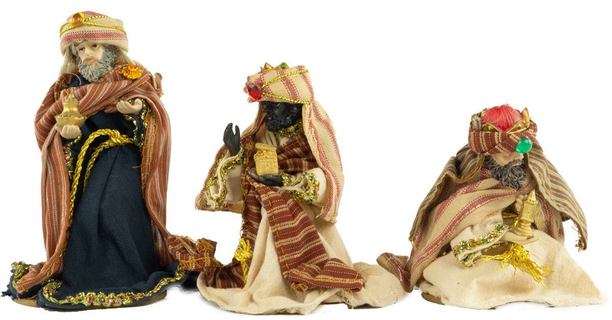 113 cm, Stoff bekleidete Krippenursel Krippenfigur mit Ankleidefiguren Krippenfiguren (Set, orientalische 9-tlg., St., handbemalte 9-tlg), 9 ca. 12 Orientalische K