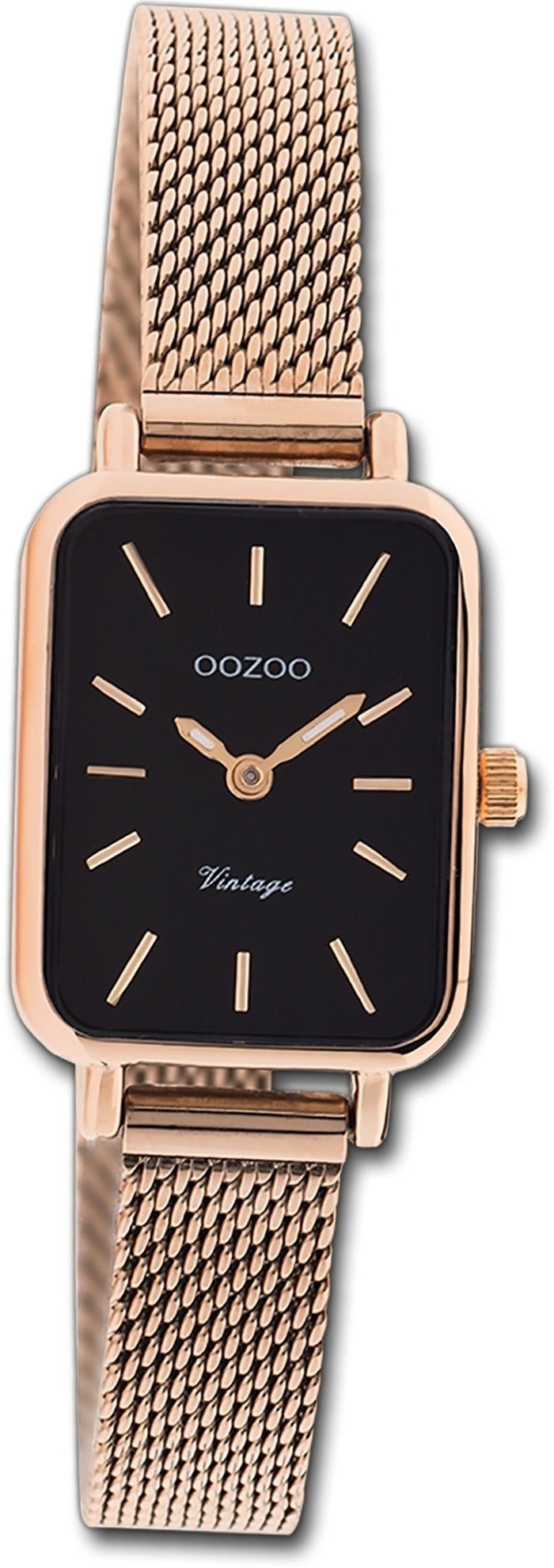 Vintage Series, rechteckiges 21x26mm) Oozoo Gehäuse, Armbanduhr klein Damenuhr Damen rosegold, (ca. Quarzuhr OOZOO