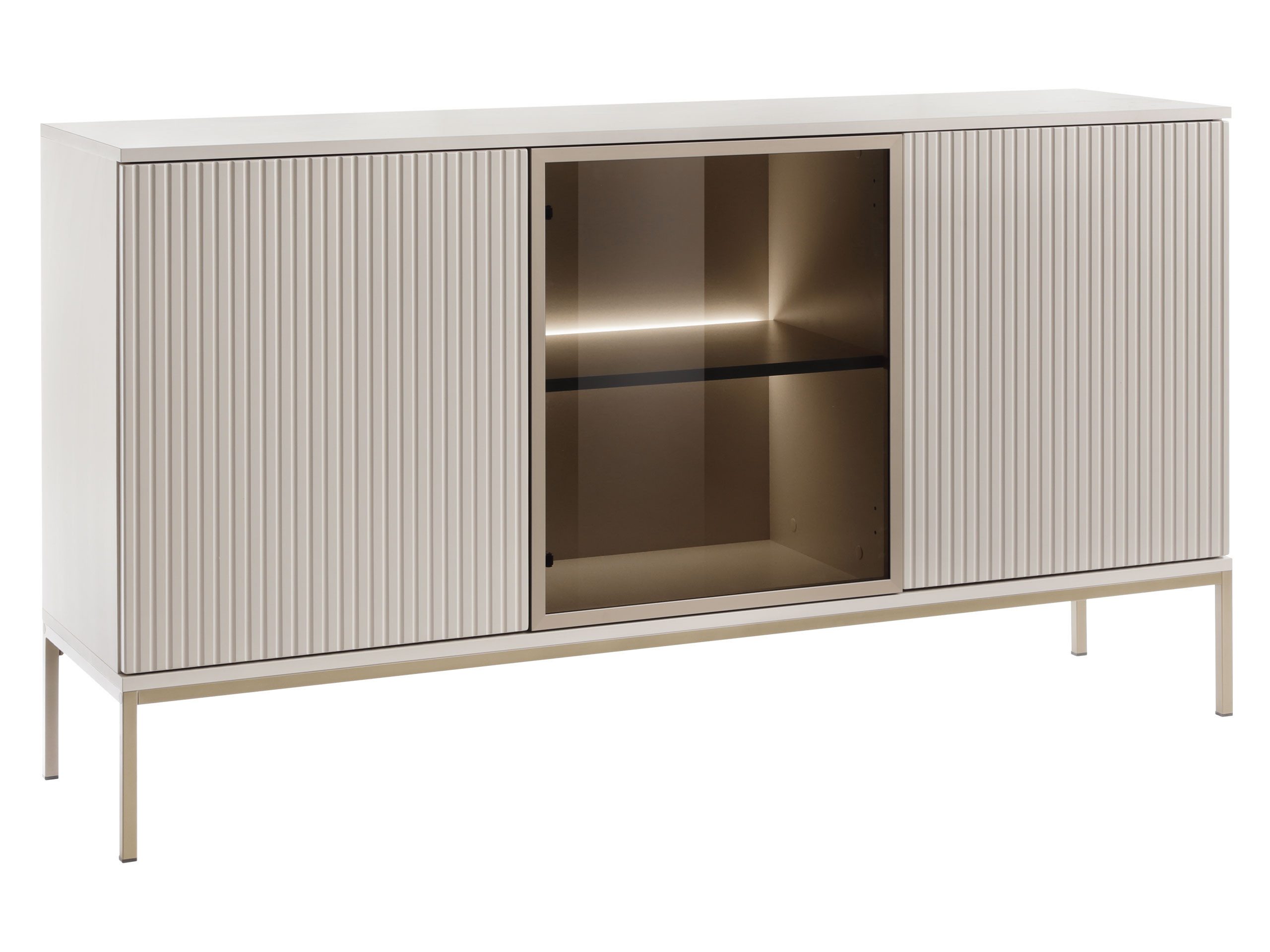 MIRJAN24 Kommode Sento K154 (mit 3-Drehtüren), mit LED-Beleuchtung, 154x39x83 cm