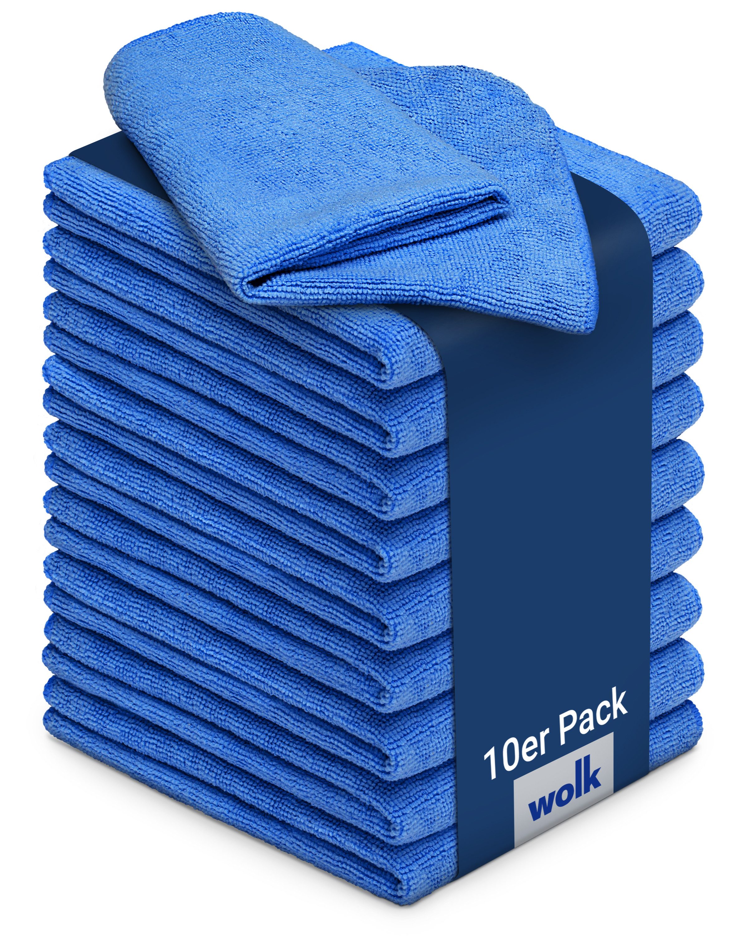 wolk Universaltuch (fusselfrei und frotteeartig) Mikrofasertuch (Polyester, 40x40 cm, 10er-Set, hygienisch auf 90° waschbar)