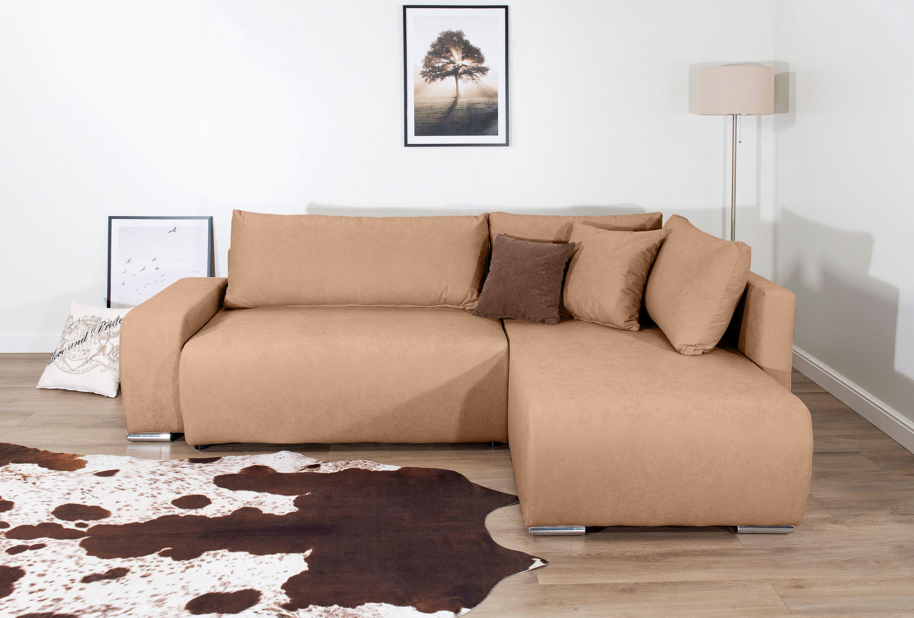 COLLECTION AB Ecksofa Poppy, L-Form, Breite 227 cm mit Schlaffunktion, inkl. Schlaffunktion und Bettkasten