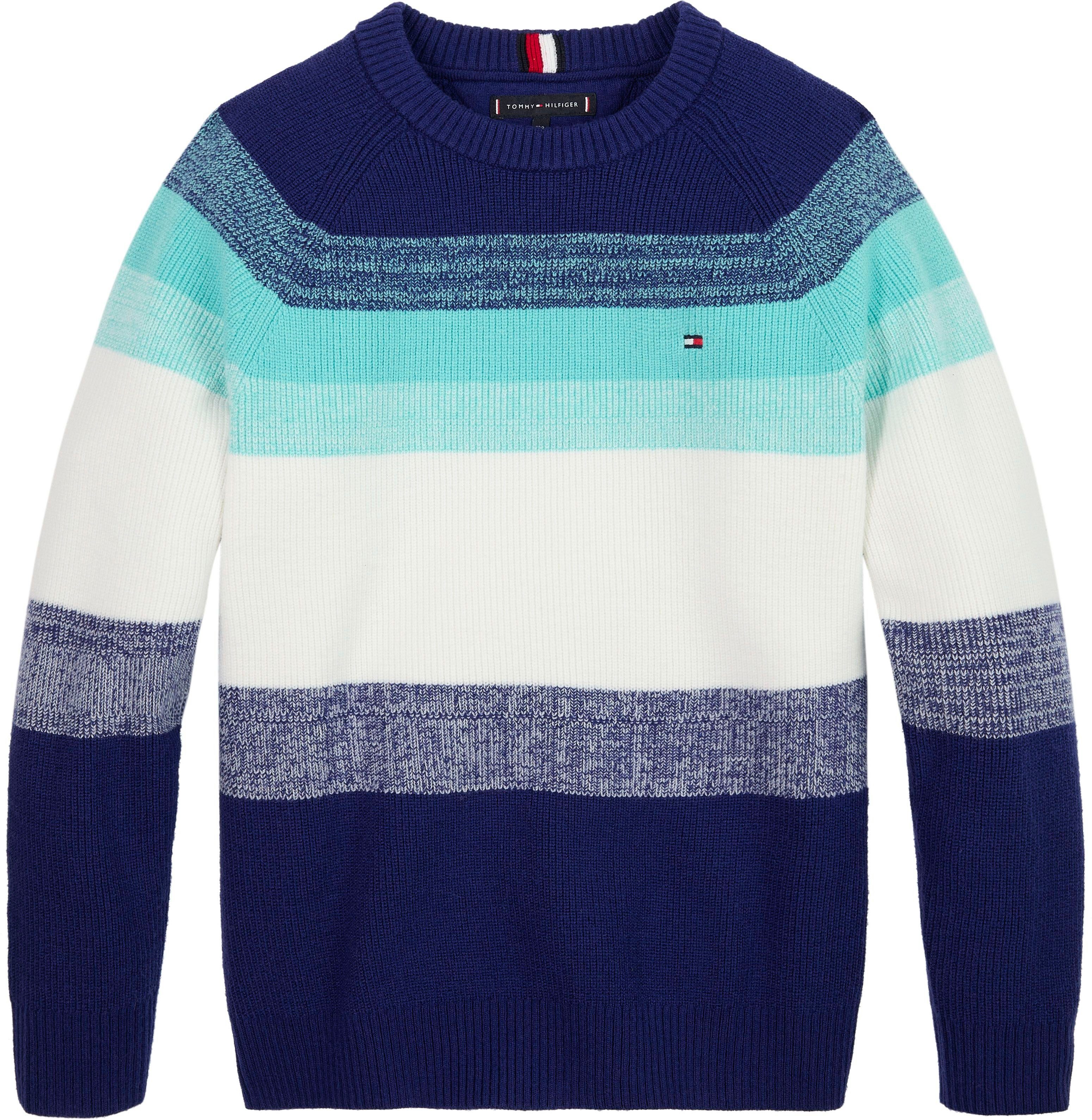 Markenlabel mit Hilfiger STRIPED SWEATER Tommy Tommy Strickpullover Hilfiger