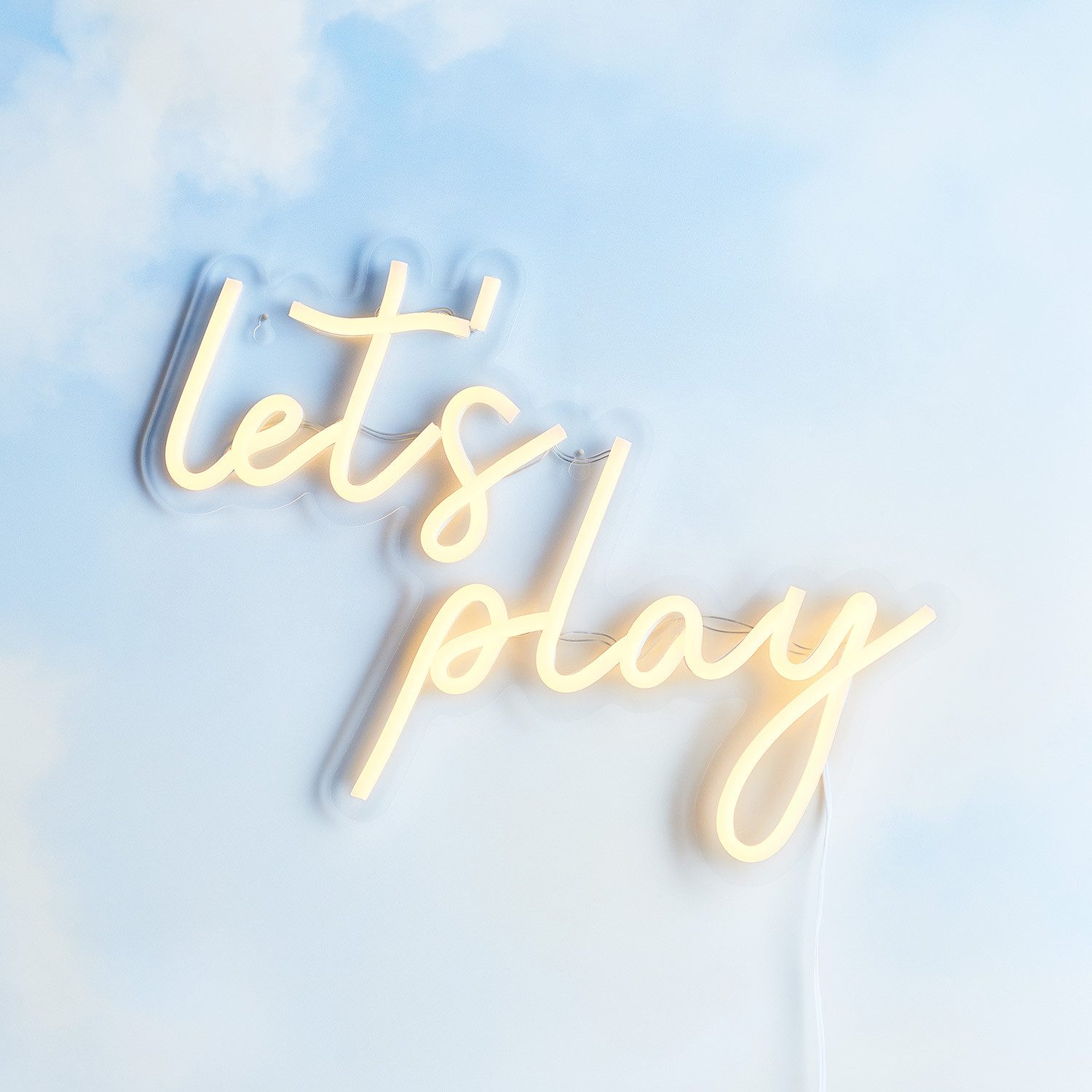 Lights4fun LED Wandleuchte LED Neon Schriftzug Let's Play